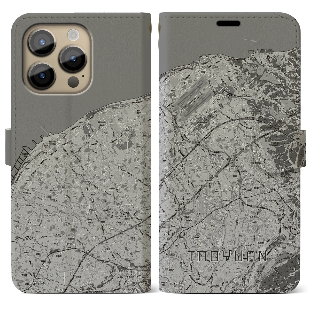 【桃園(台湾)】地図柄iPhoneケース(手帳タイプ)
