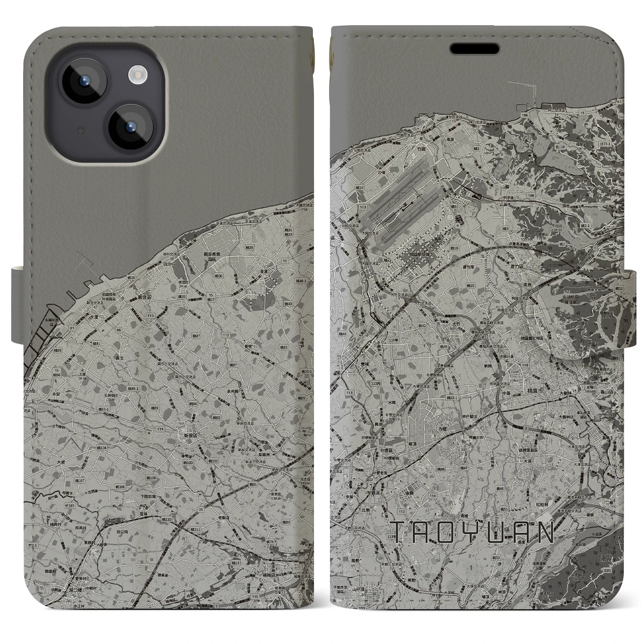 【桃園(台湾)】地図柄iPhoneケース(手帳タイプ)