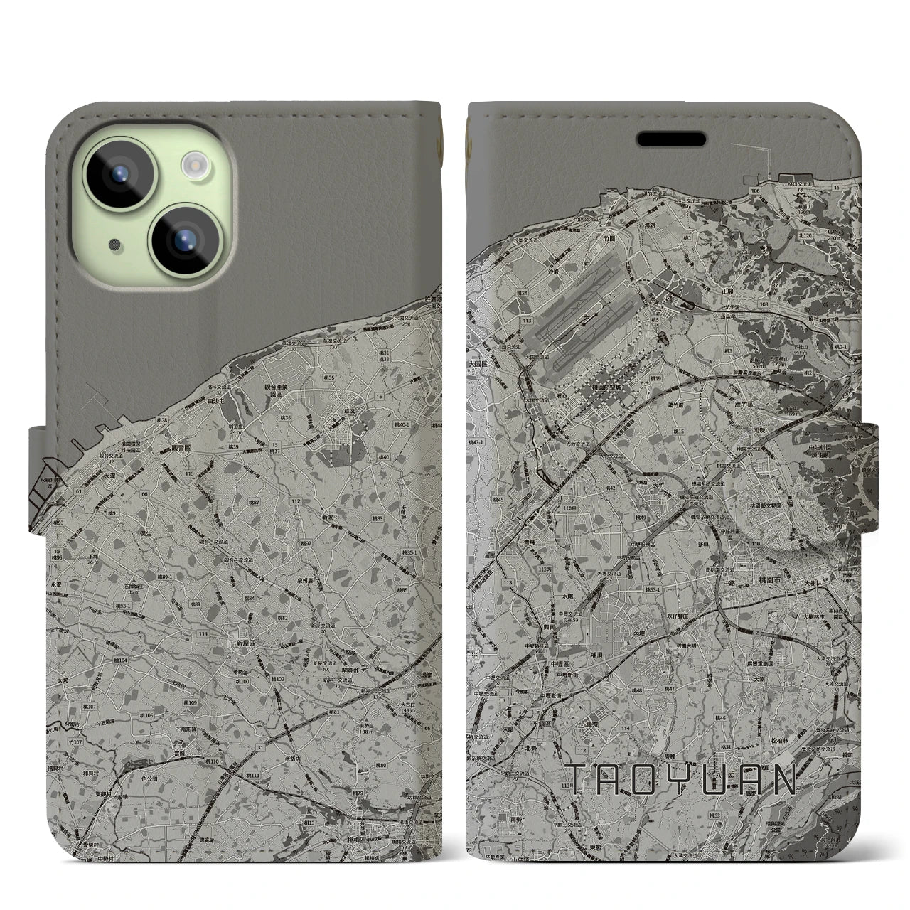 【桃園(台湾)】地図柄iPhoneケース(手帳タイプ)