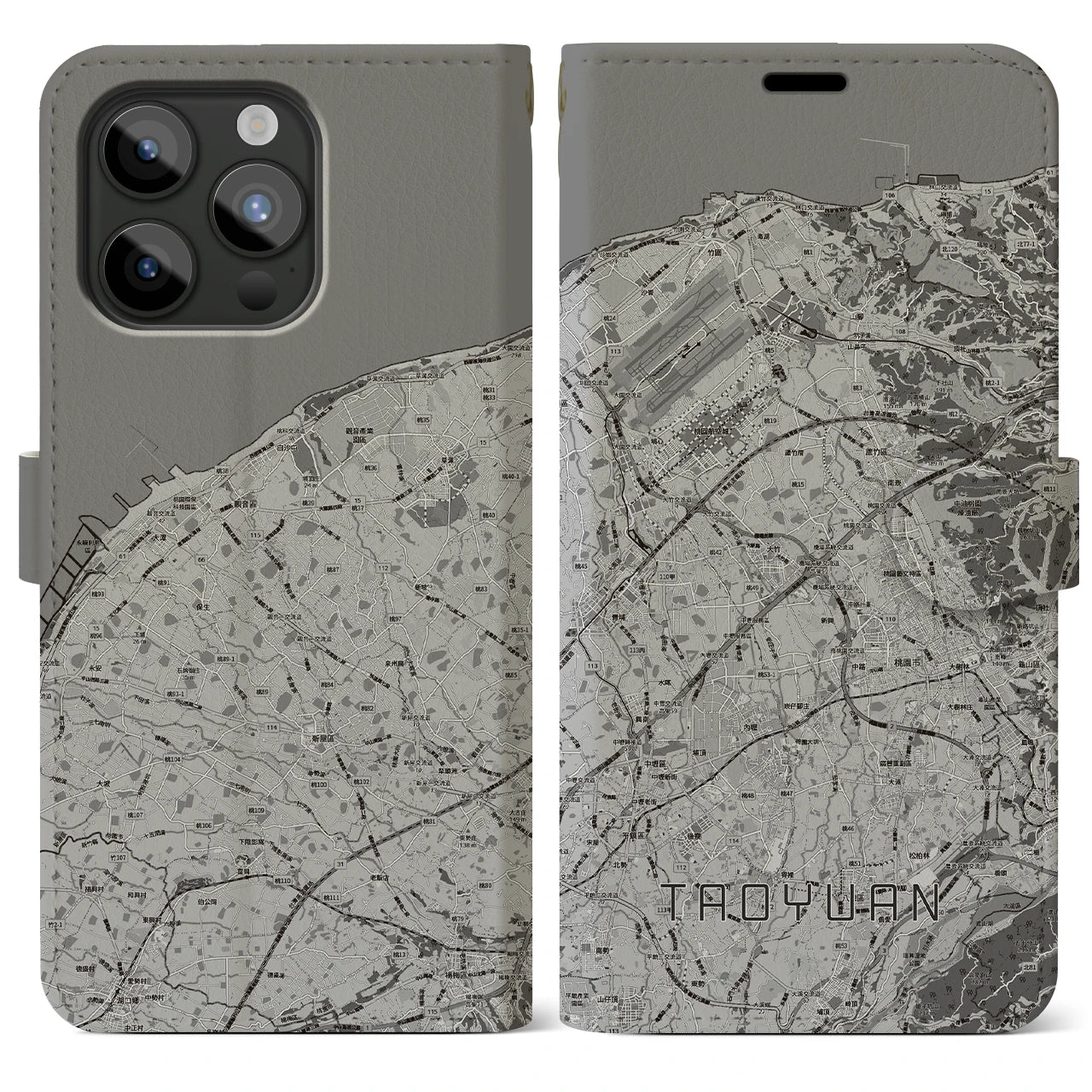 【桃園(台湾)】地図柄iPhoneケース(手帳タイプ)