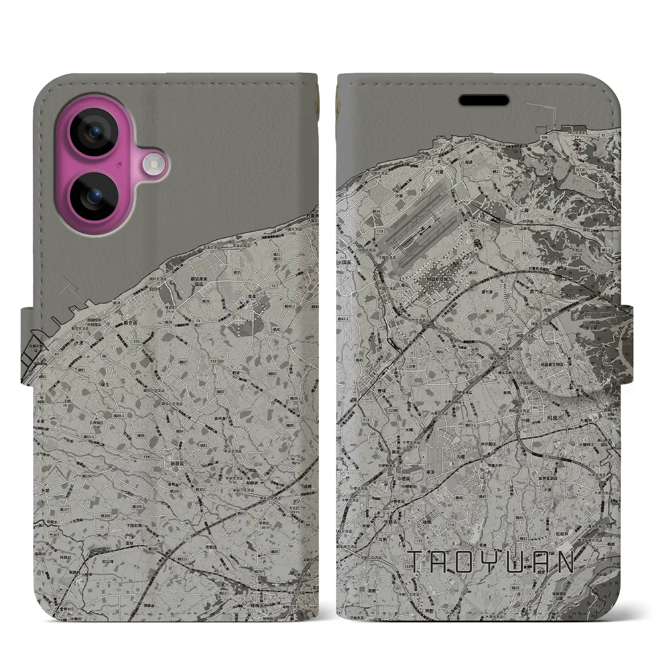 【桃園(台湾)】地図柄iPhoneケース(手帳タイプ)