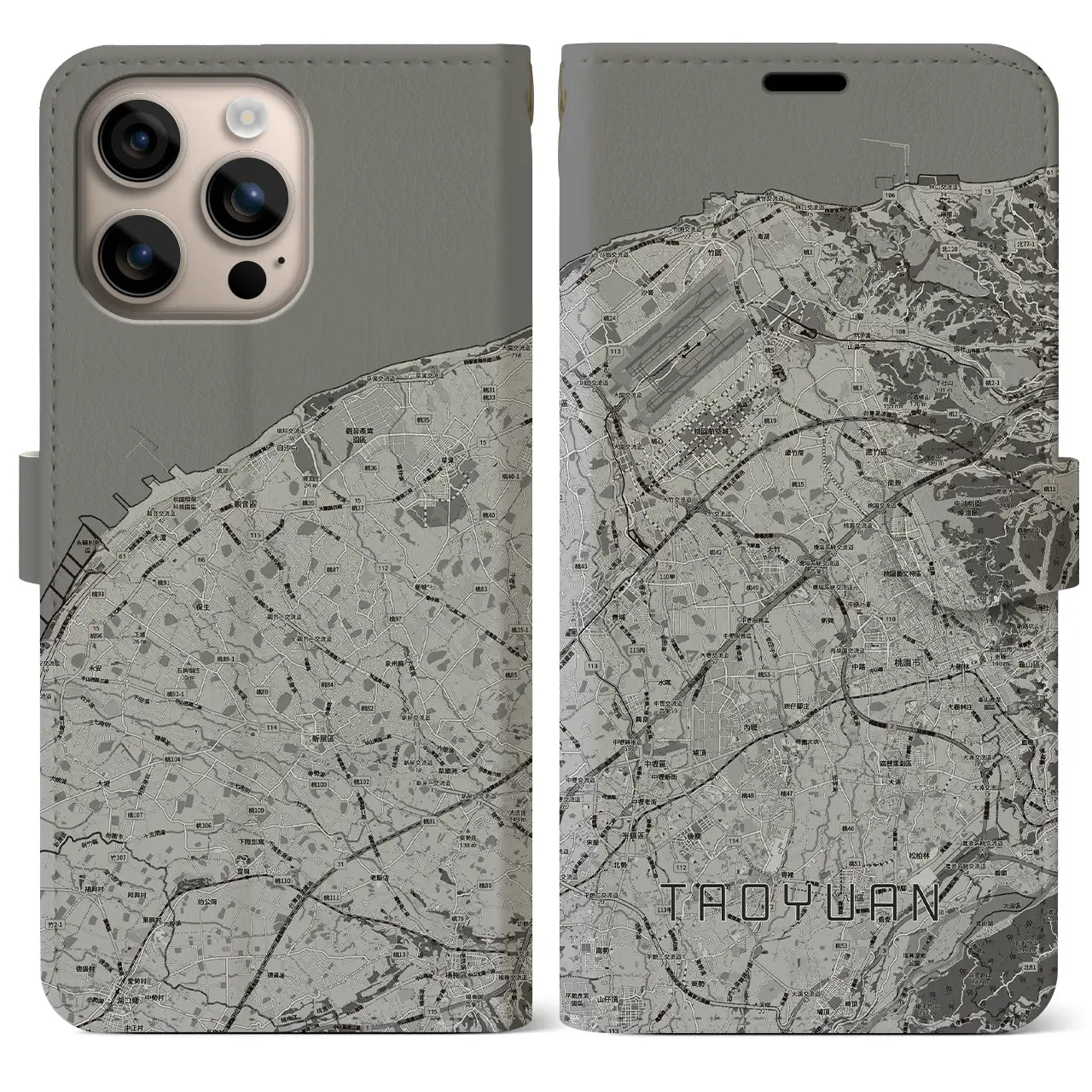【桃園(台湾)】地図柄iPhoneケース(手帳タイプ)
