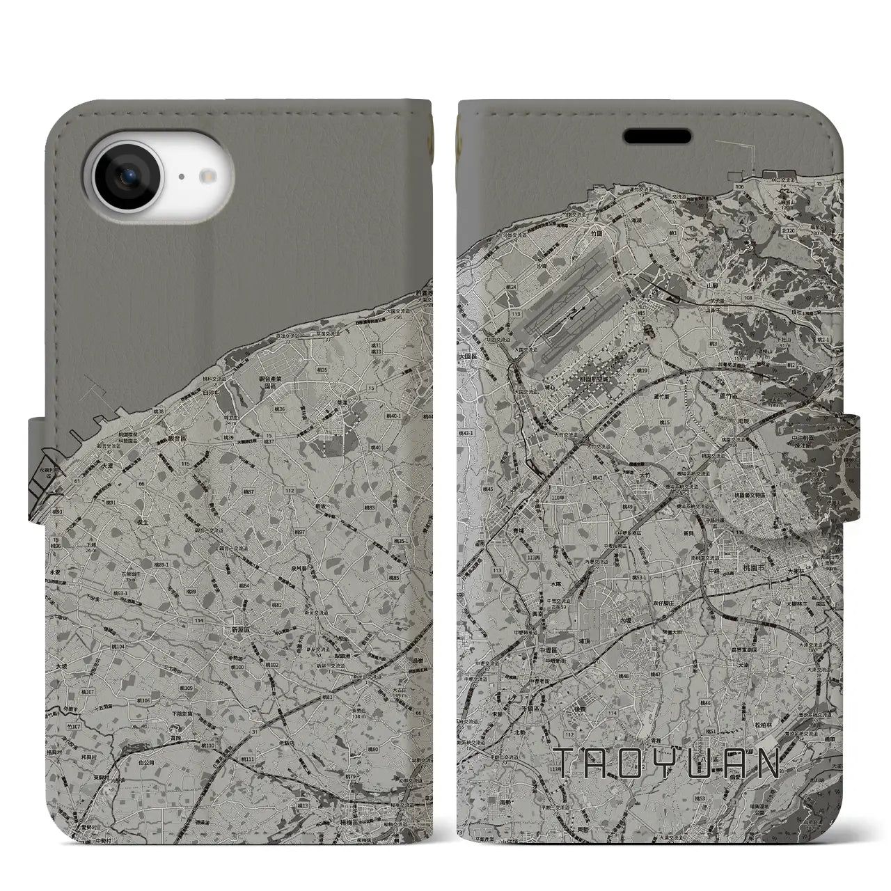 【桃園(台湾)】地図柄iPhoneケース(手帳タイプ)