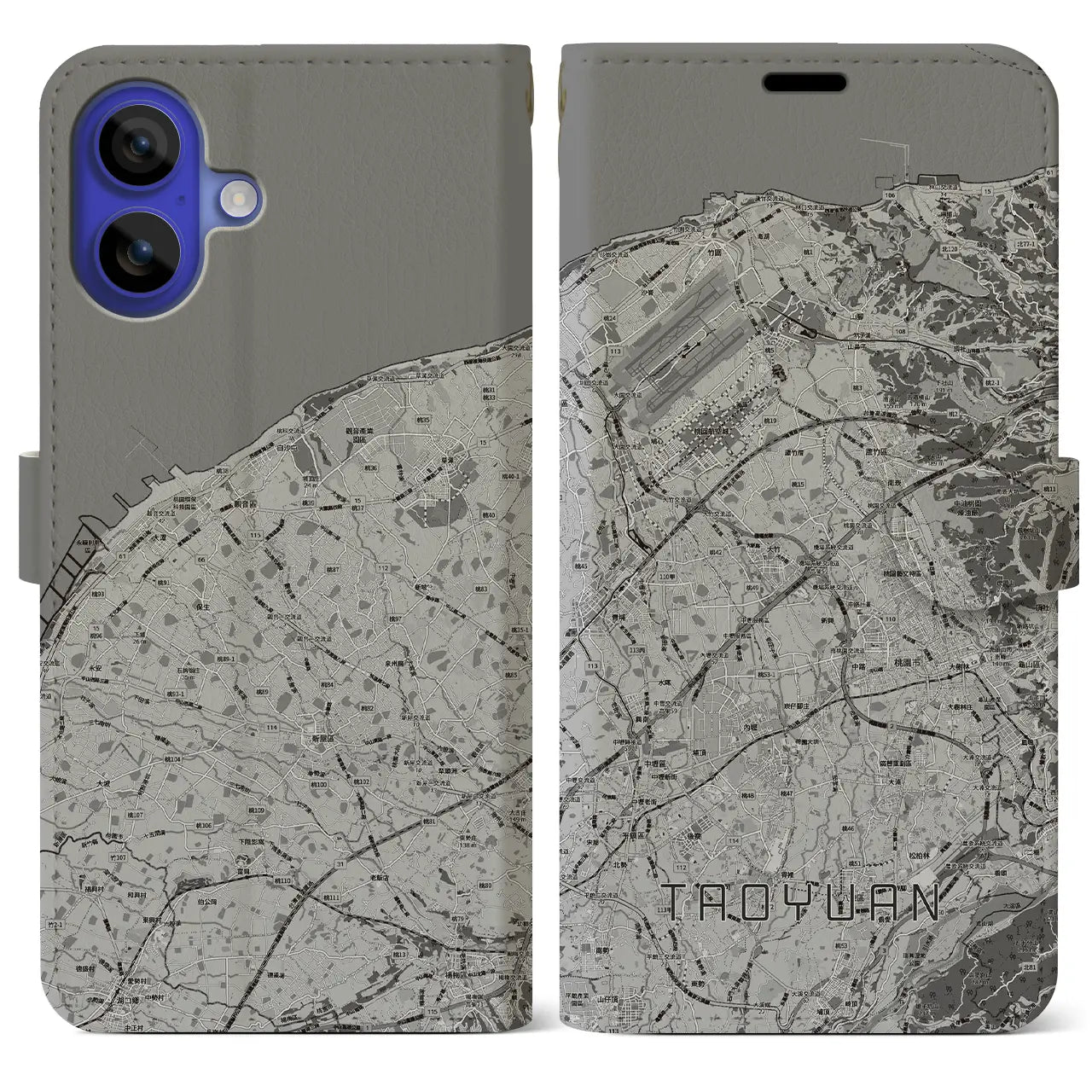 【桃園(台湾)】地図柄iPhoneケース(手帳タイプ)