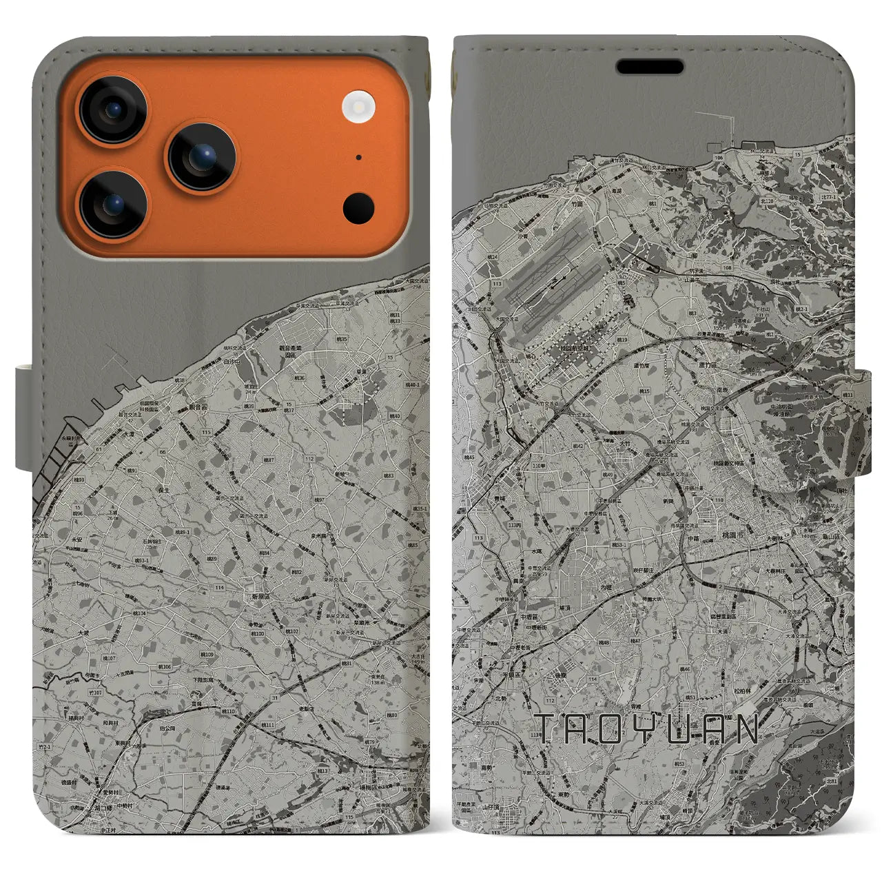 【桃園(台湾)】地図柄iPhoneケース(手帳タイプ)