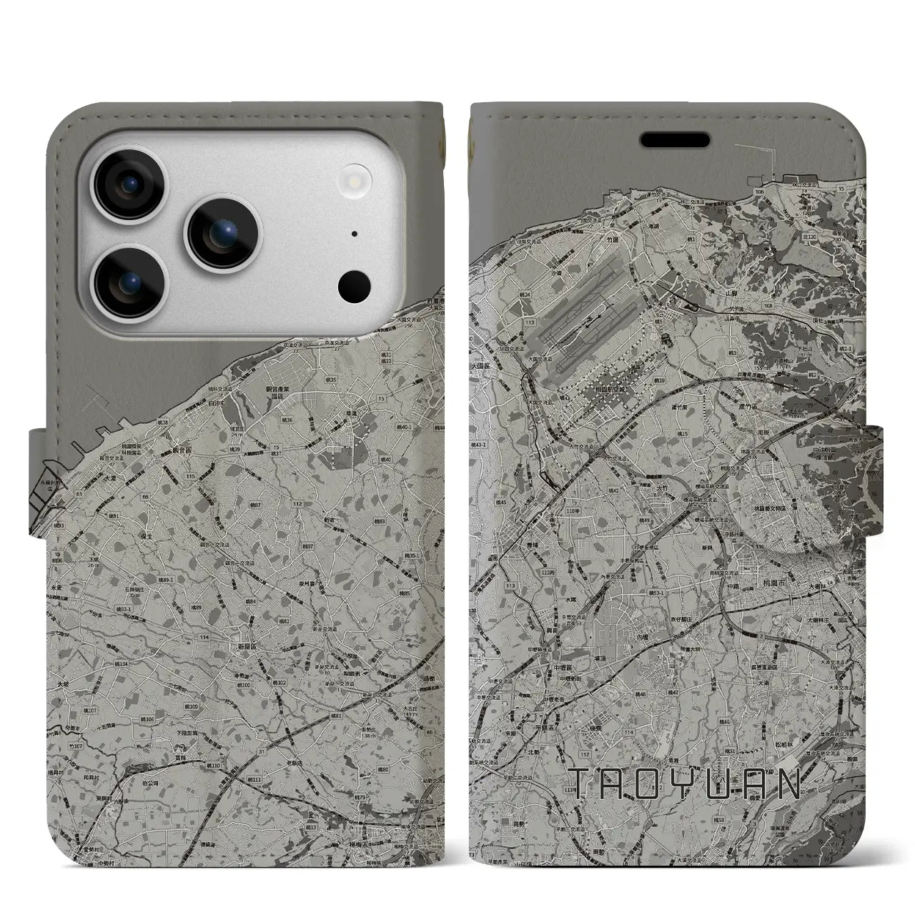 【桃園(台湾)】地図柄iPhoneケース(手帳タイプ)