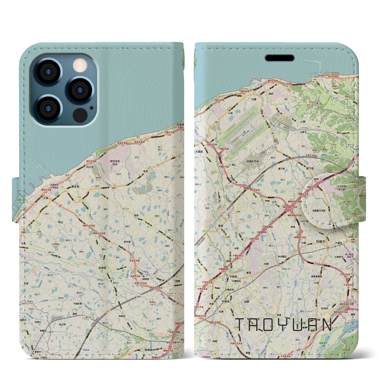 【桃園(台湾)】地図柄iPhoneケース(手帳タイプ)