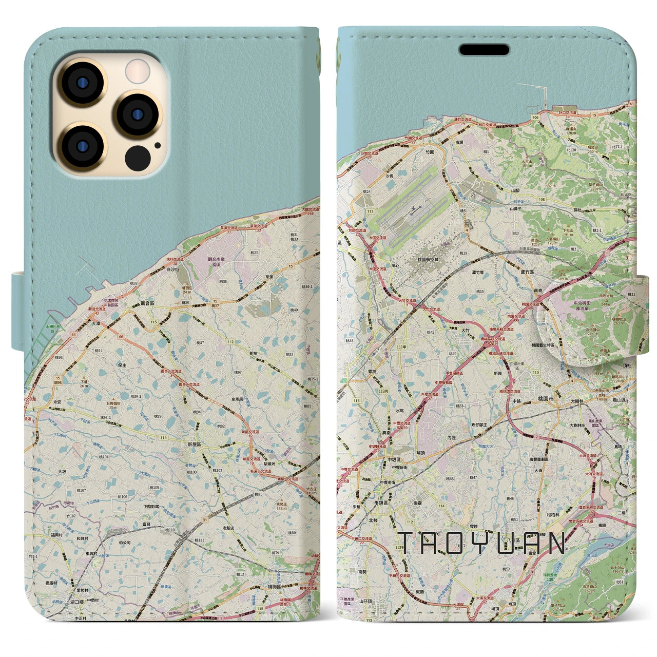 【桃園(台湾)】地図柄iPhoneケース(手帳タイプ)