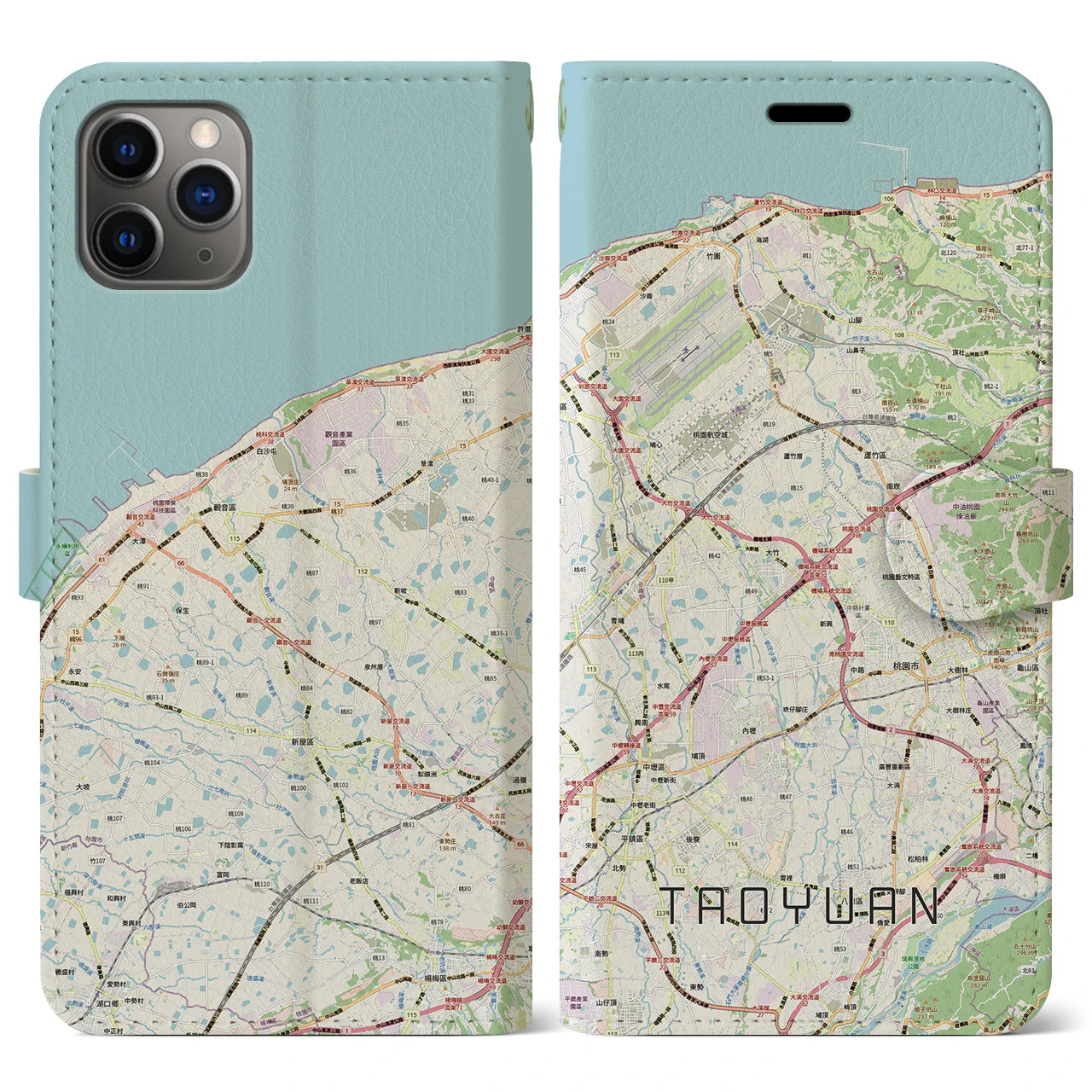 【桃園(台湾)】地図柄iPhoneケース(手帳タイプ)