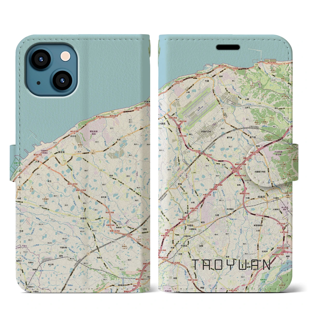 【桃園(台湾)】地図柄iPhoneケース(手帳タイプ)