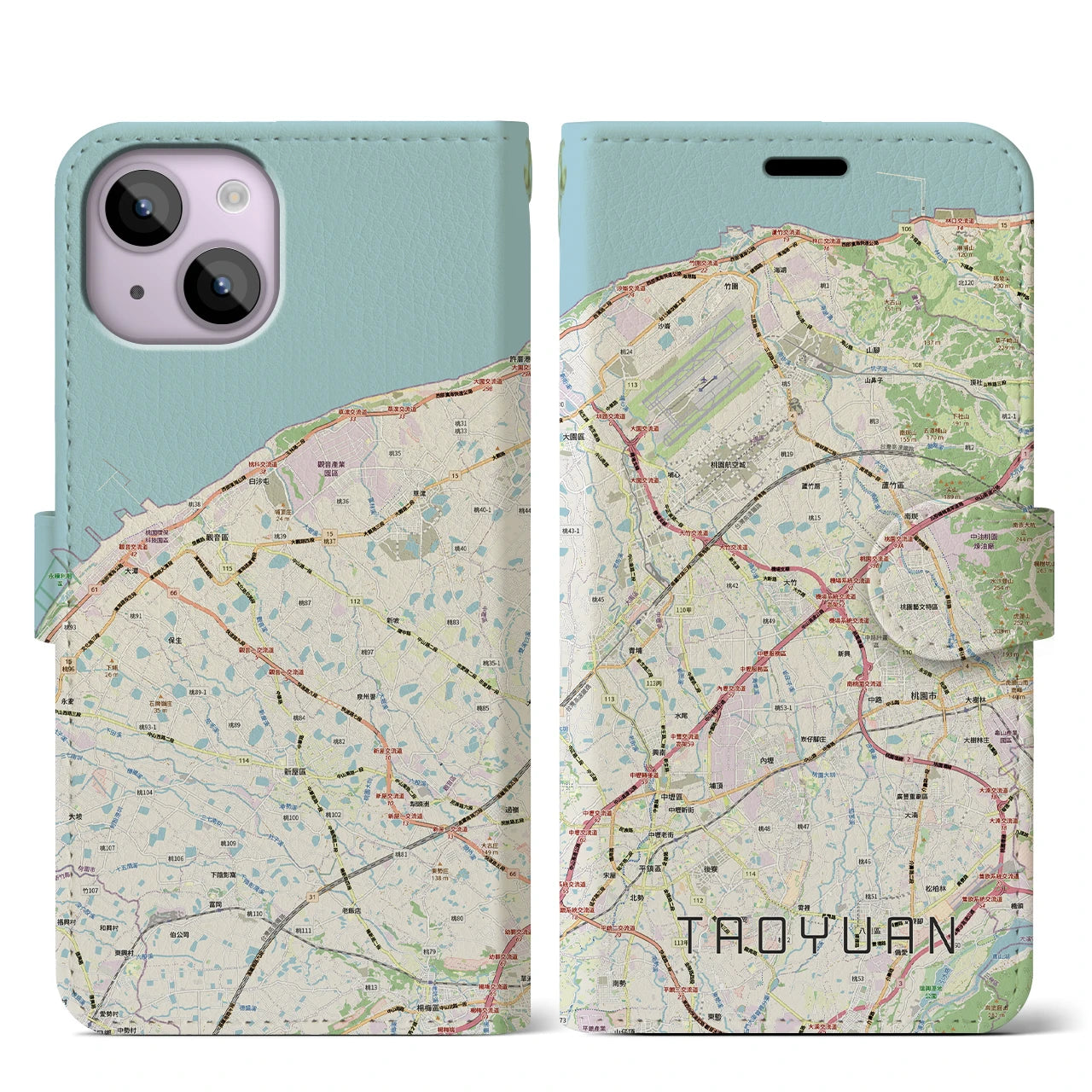 【桃園(台湾)】地図柄iPhoneケース(手帳タイプ)