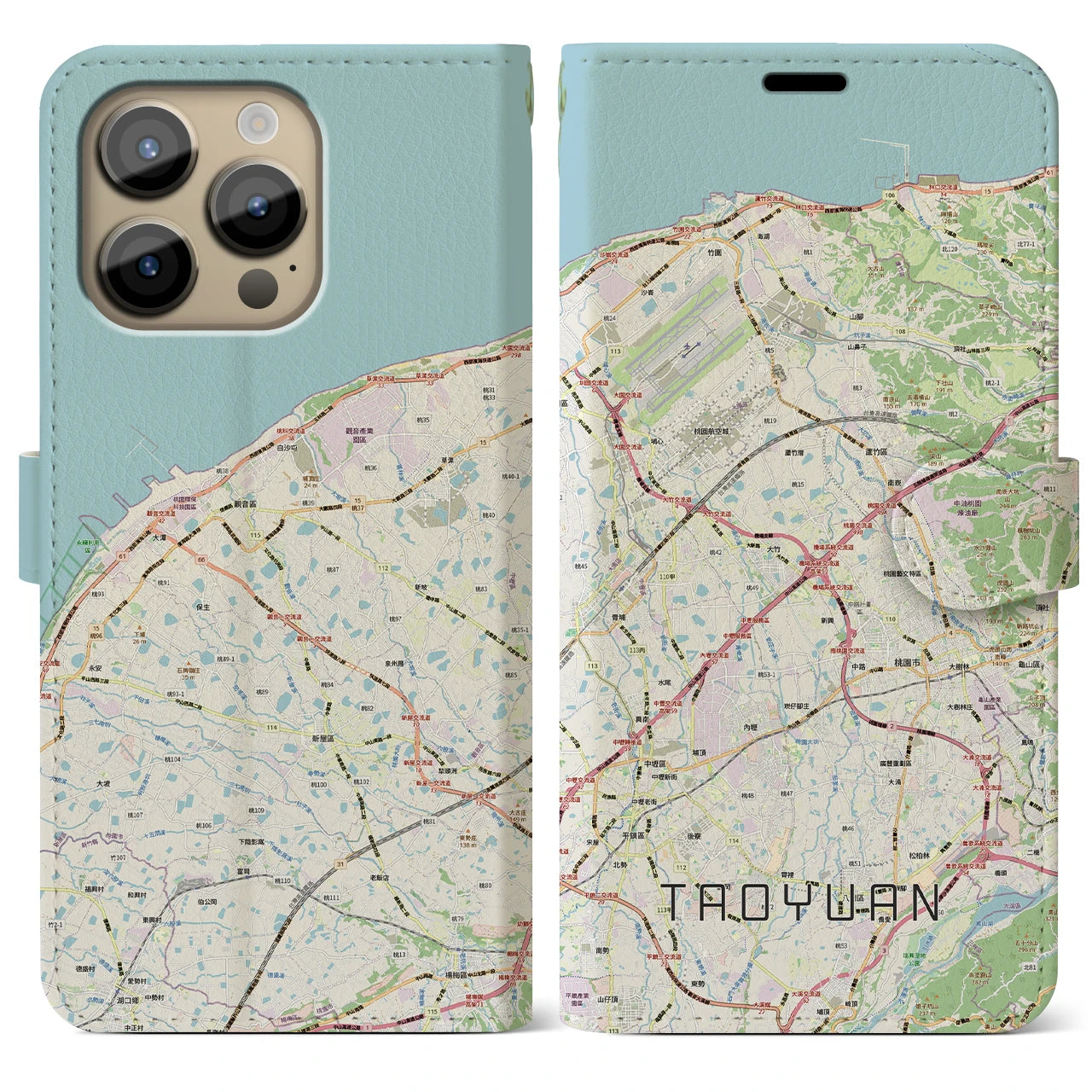【桃園(台湾)】地図柄iPhoneケース(手帳タイプ)