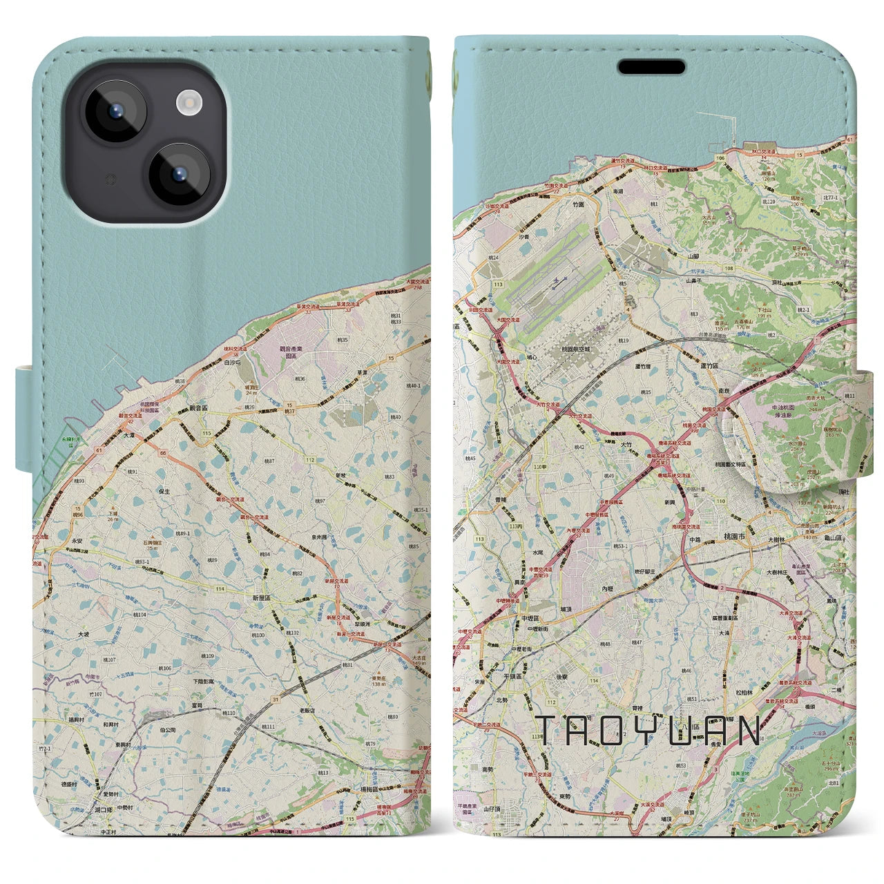 【桃園(台湾)】地図柄iPhoneケース(手帳タイプ)