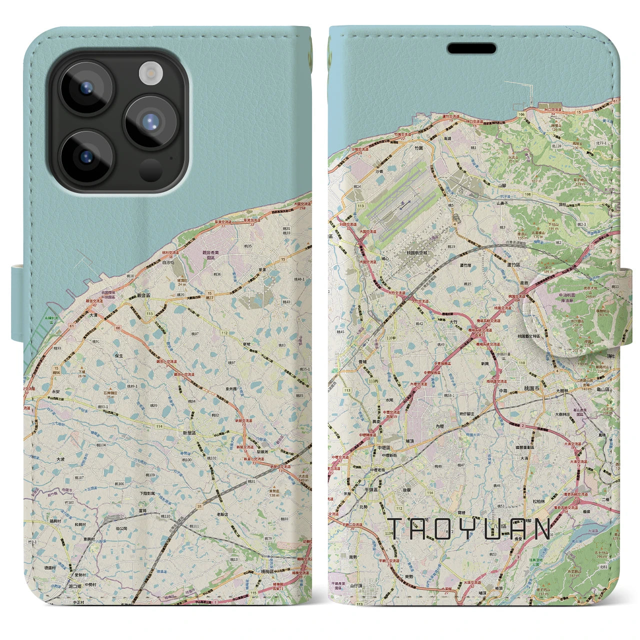 【桃園(台湾)】地図柄iPhoneケース(手帳タイプ)