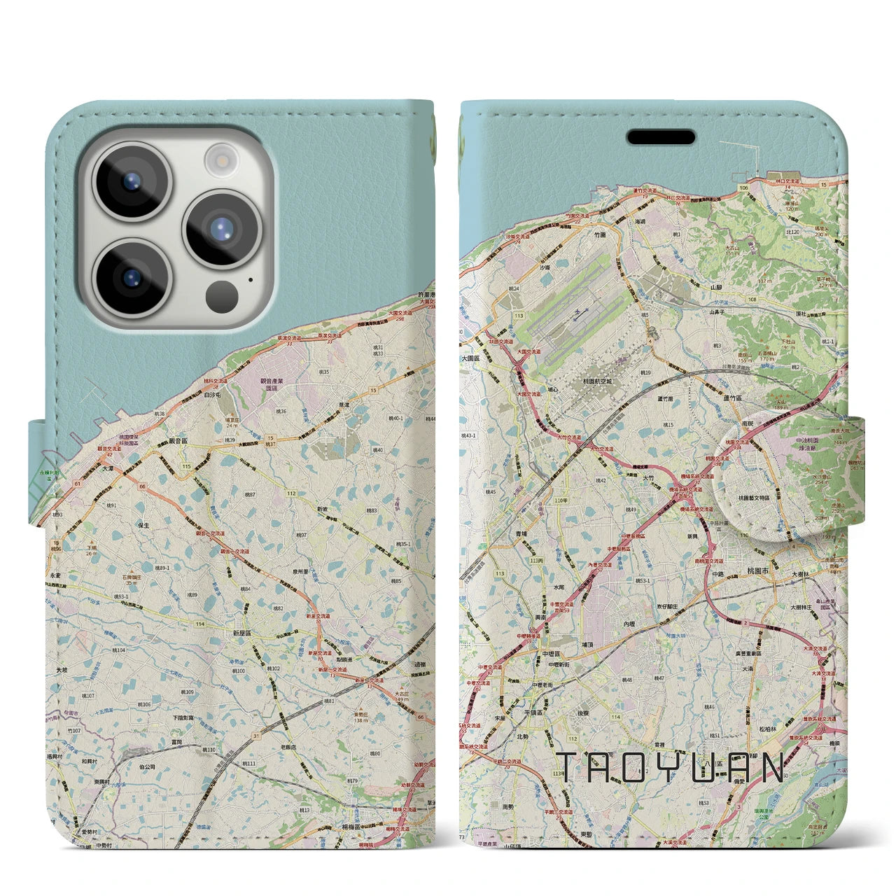 【桃園(台湾)】地図柄iPhoneケース(手帳タイプ)