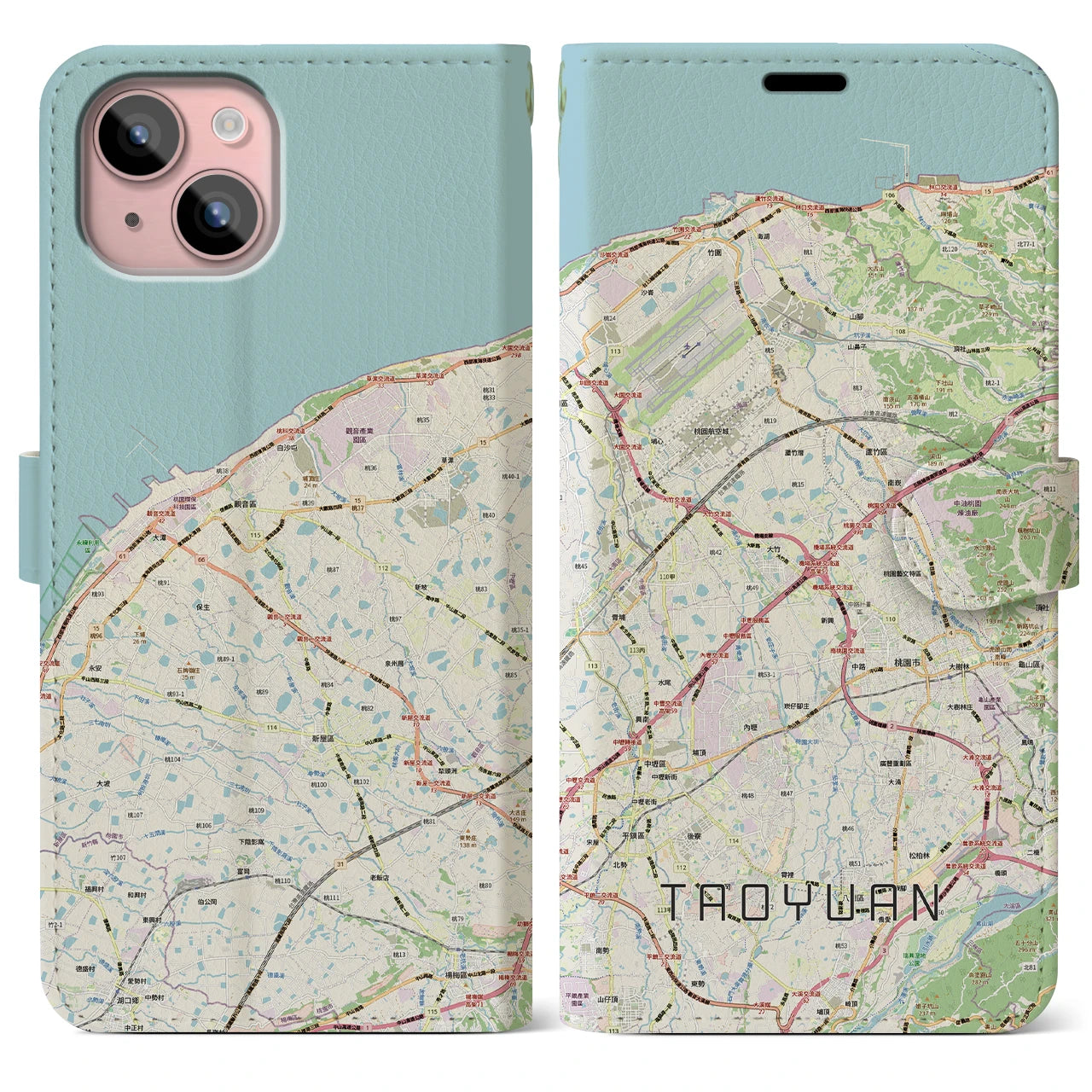 【桃園(台湾)】地図柄iPhoneケース(手帳タイプ)
