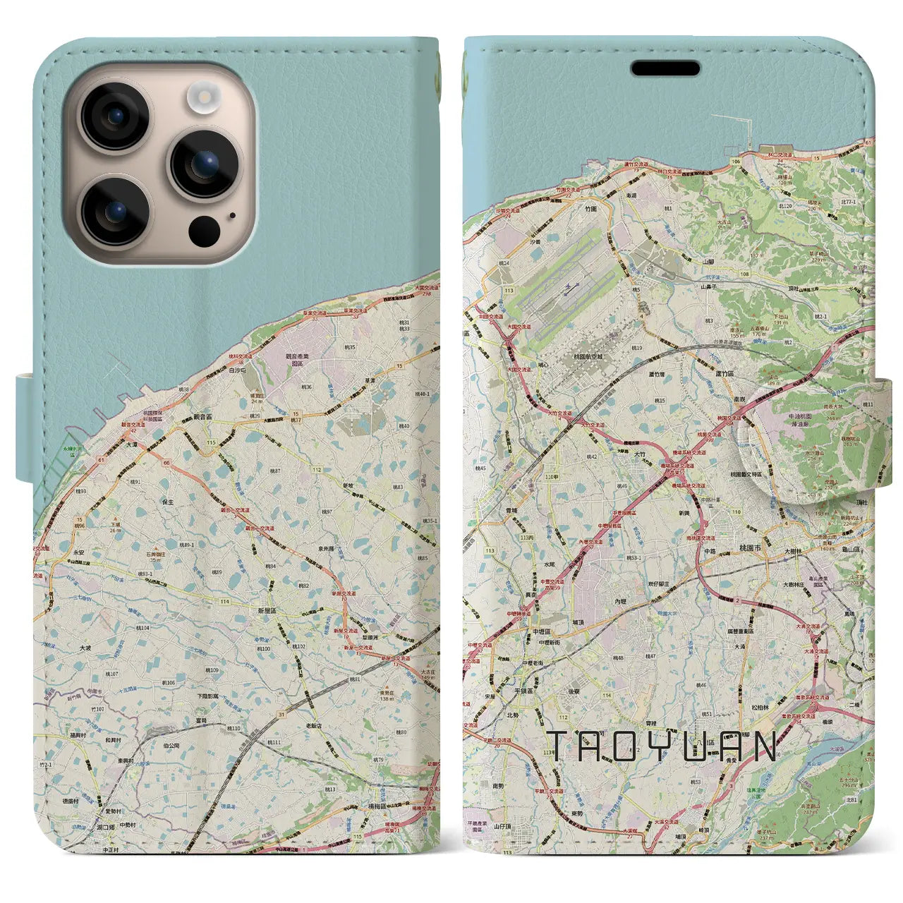 【桃園(台湾)】地図柄iPhoneケース(手帳タイプ)