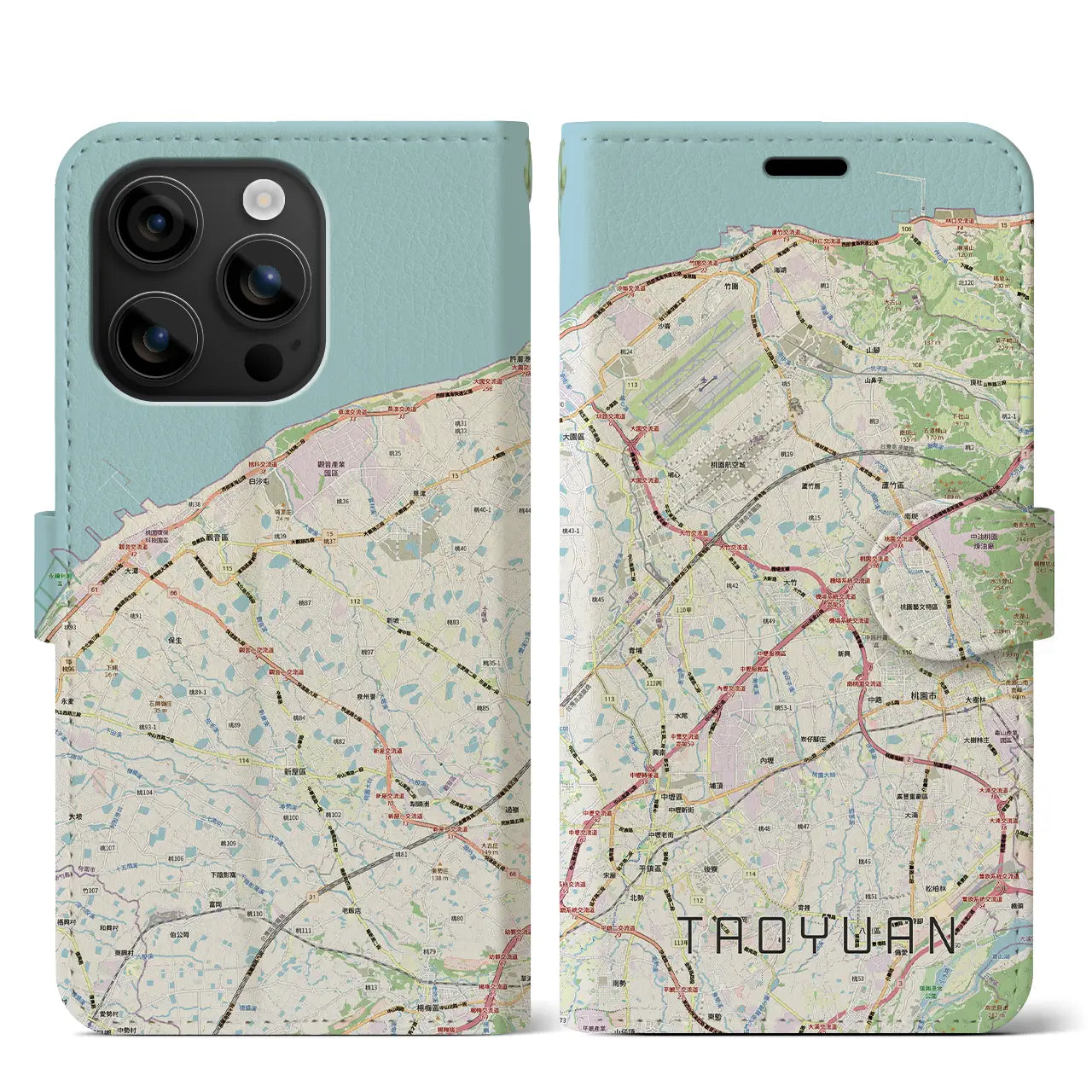 【桃園(台湾)】地図柄iPhoneケース(手帳タイプ)