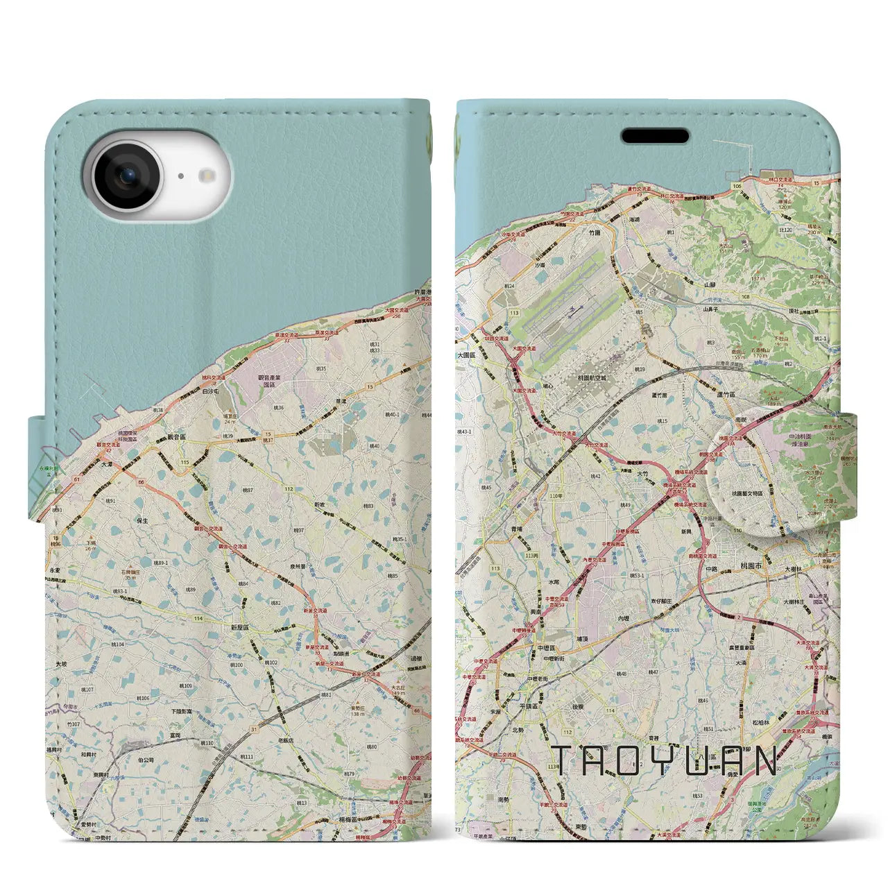 【桃園(台湾)】地図柄iPhoneケース(手帳タイプ)