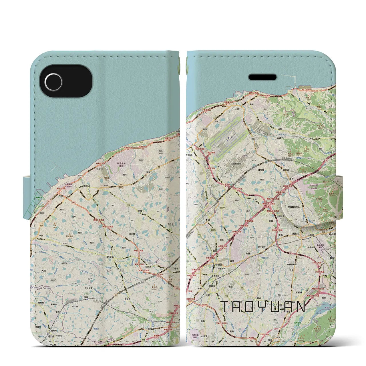 【桃園(台湾)】地図柄iPhoneケース(手帳タイプ)