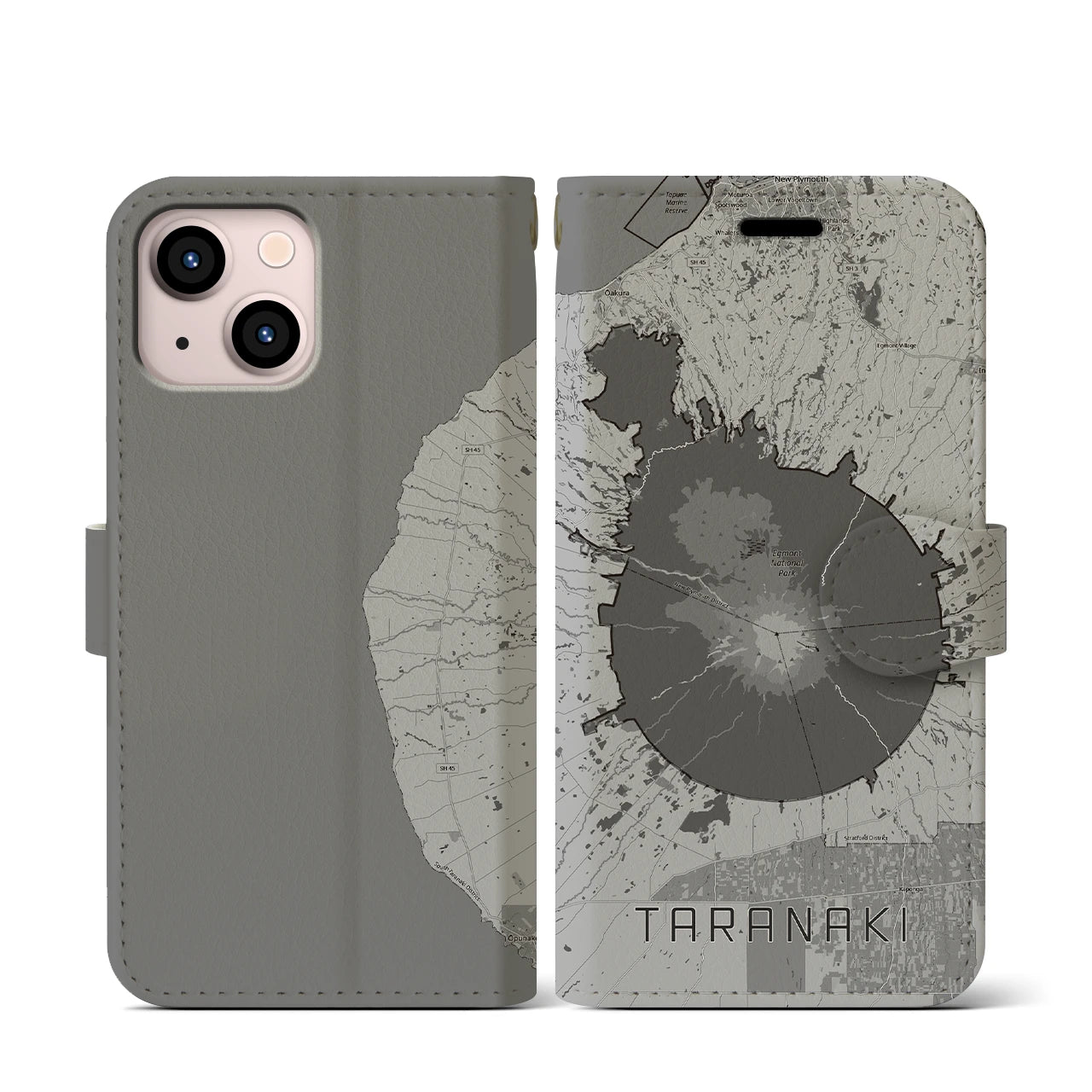 【タラナキ山(ニュージーランド)】地図柄iPhoneケース(手帳タイプ)