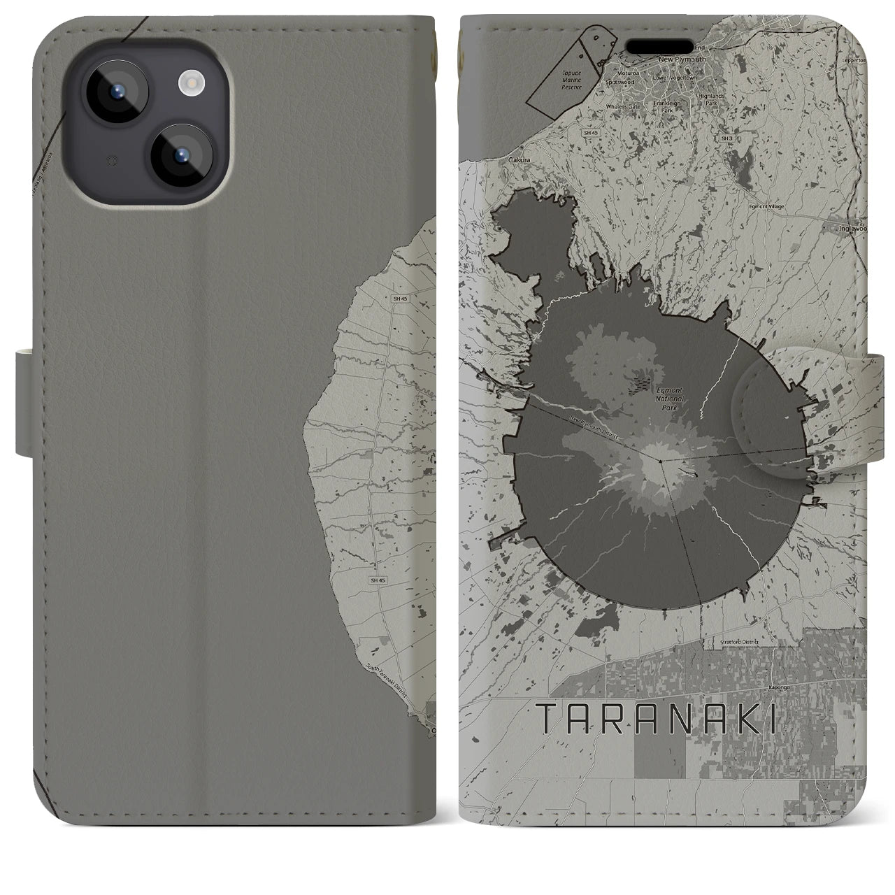 【タラナキ山(ニュージーランド)】地図柄iPhoneケース(手帳タイプ)