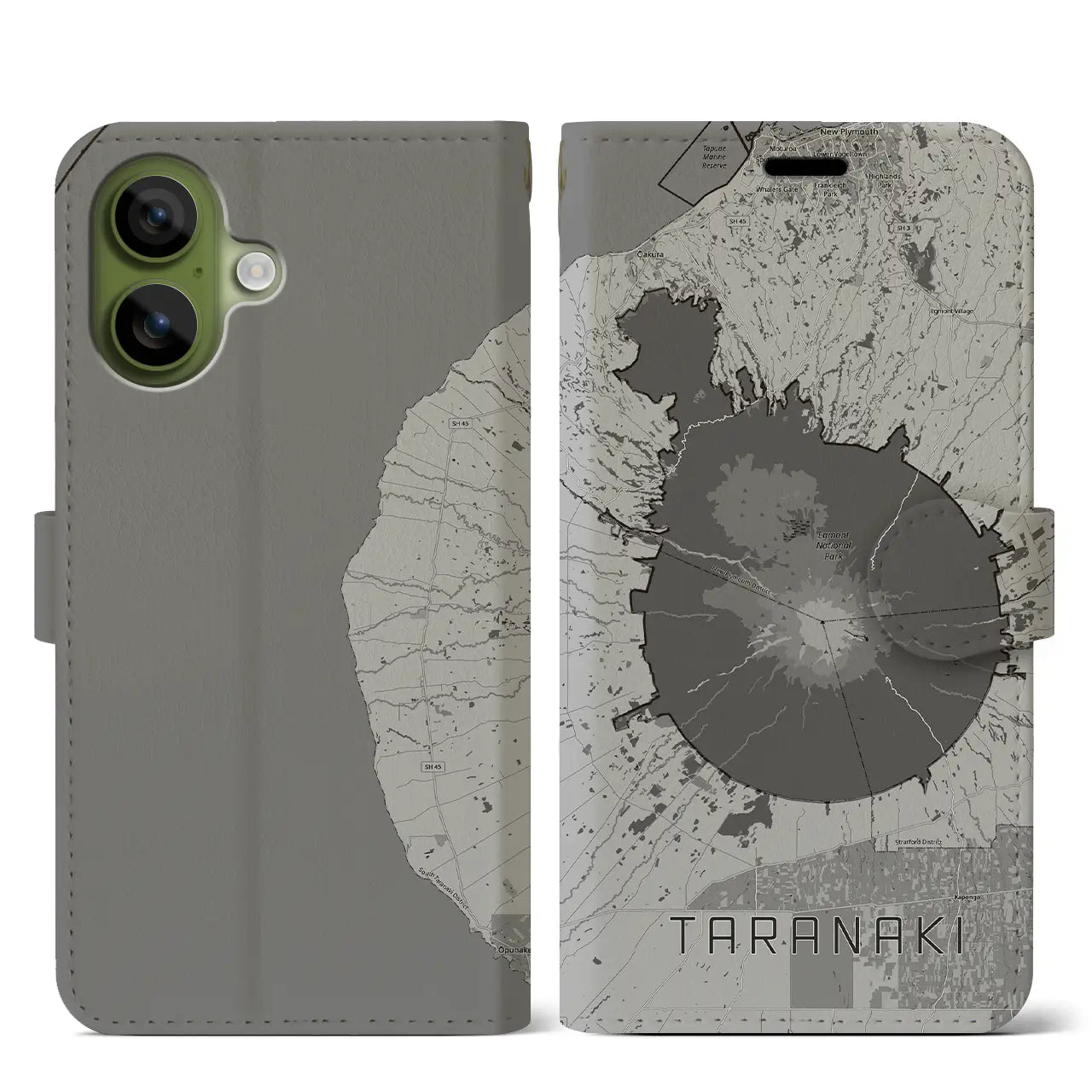 【タラナキ山(ニュージーランド)】地図柄iPhoneケース(手帳タイプ)