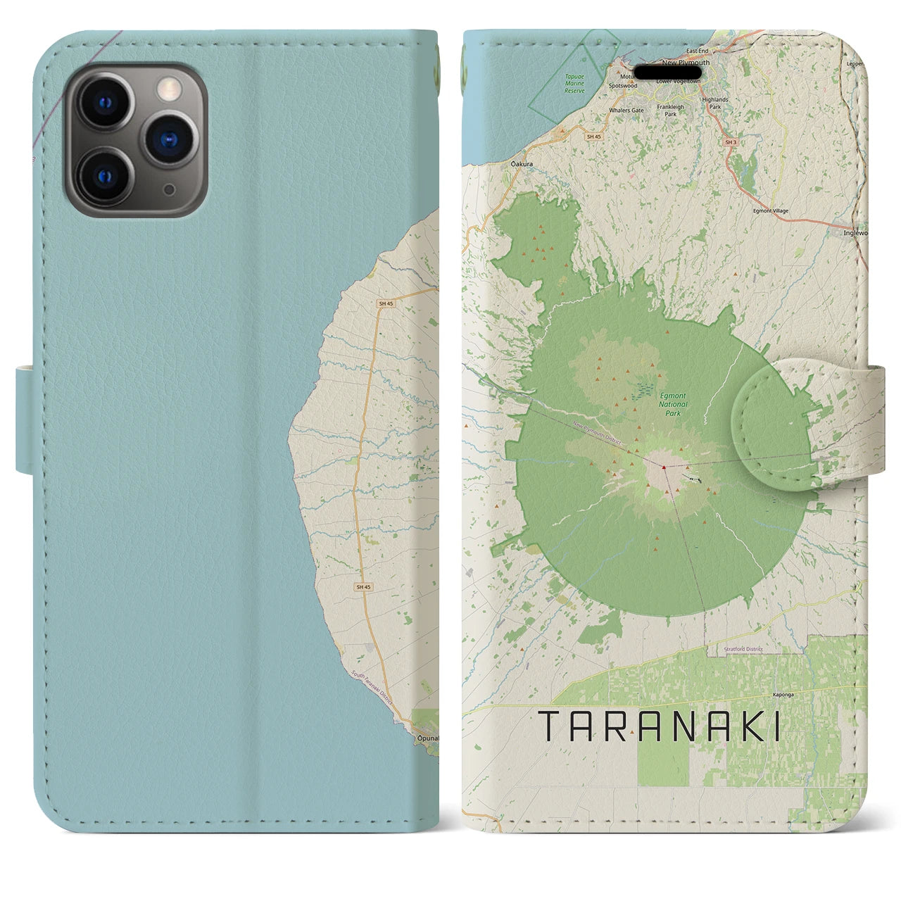 【タラナキ山(ニュージーランド)】地図柄iPhoneケース(手帳タイプ)ナチュラル・iPhone 11 Pro Max 用