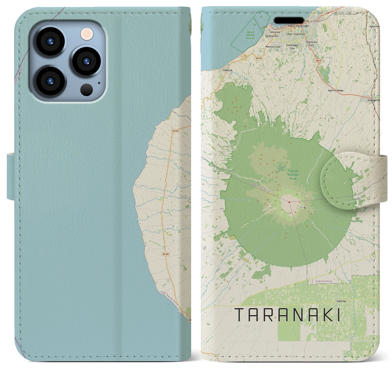 【タラナキ山(ニュージーランド)】地図柄iPhoneケース(手帳タイプ)