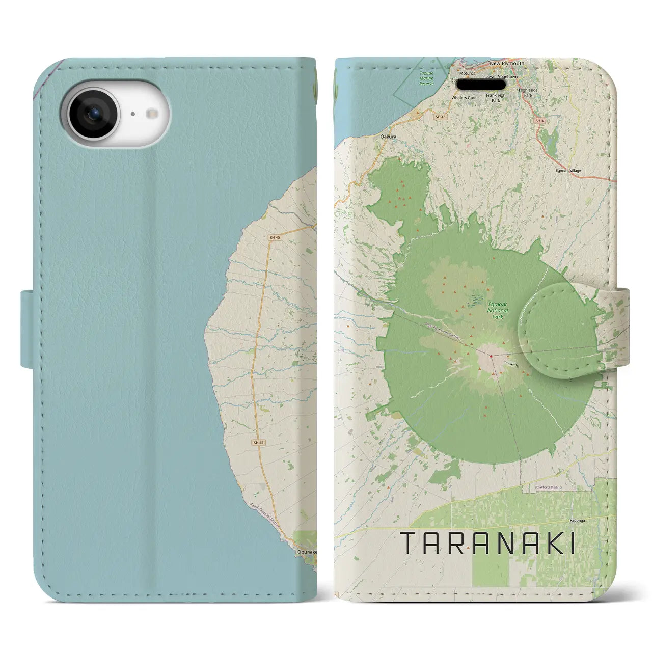 【タラナキ山(ニュージーランド)】地図柄iPhoneケース(手帳タイプ)