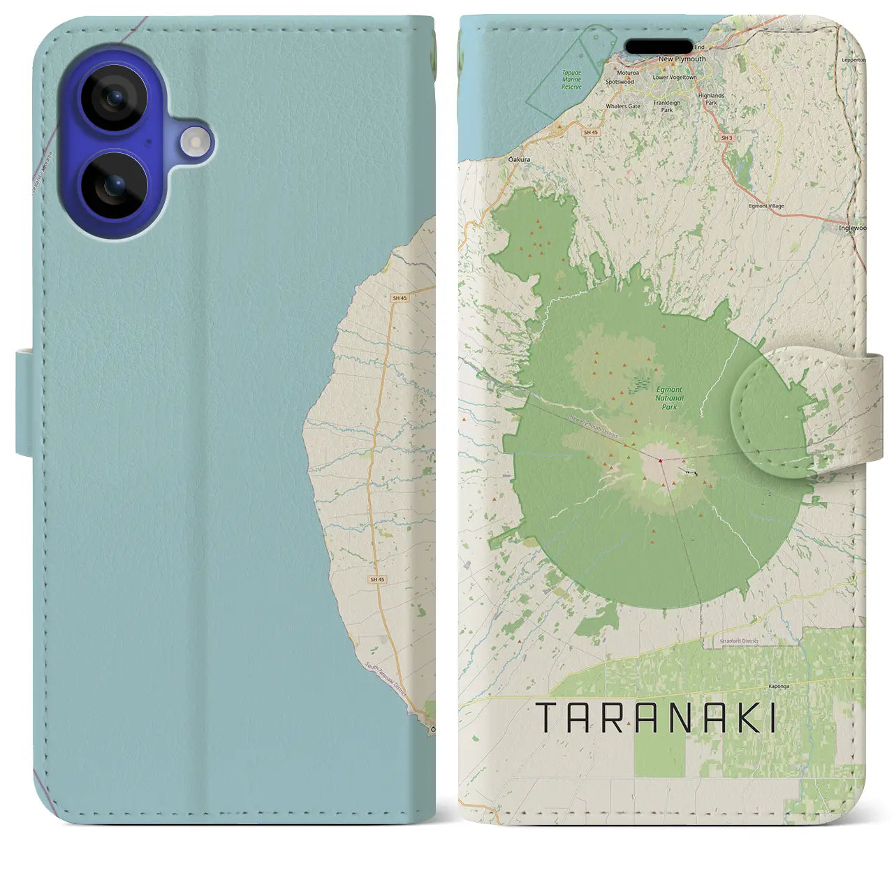【タラナキ山(ニュージーランド)】地図柄iPhoneケース(手帳タイプ)ナチュラル・iPhone 16 Pro Max 用