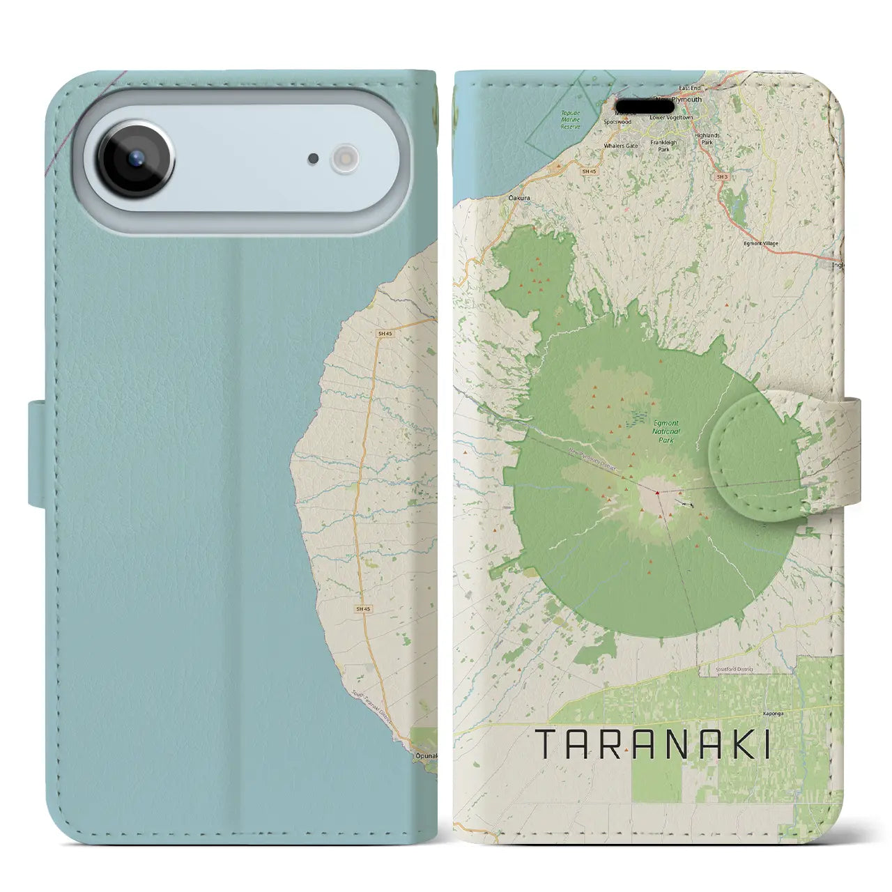 【タラナキ山(ニュージーランド)】地図柄iPhoneケース(手帳タイプ)