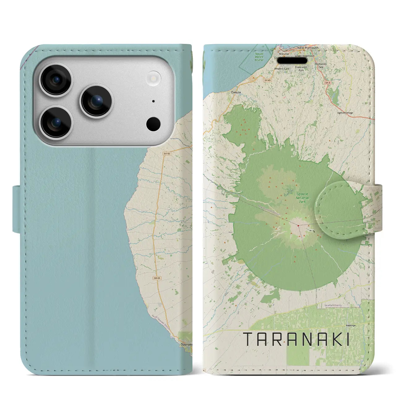 【タラナキ山(ニュージーランド)】地図柄iPhoneケース(手帳タイプ)