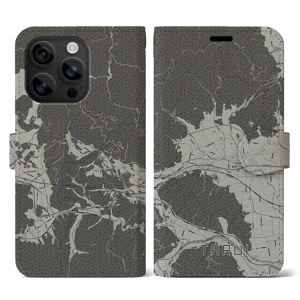 【垂井(岐阜県)】地図柄iPhoneケース(手帳タイプ)モノトーン・iPhone 16 用