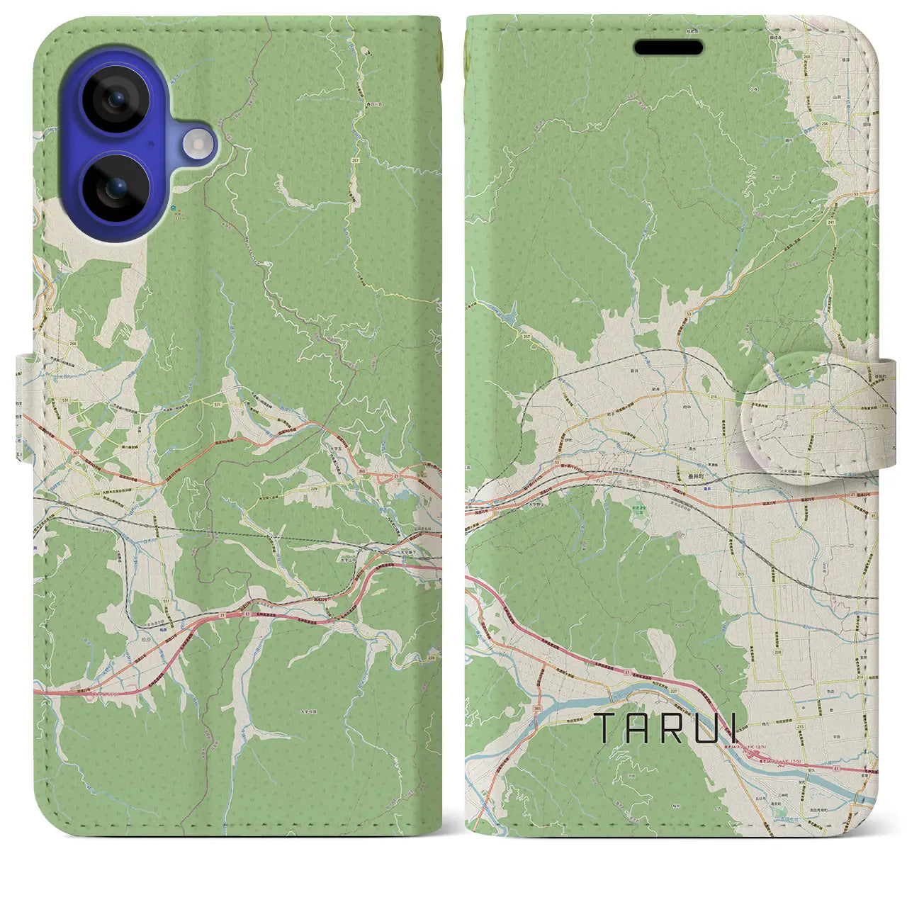 【垂井(岐阜県)】地図柄iPhoneケース(手帳タイプ)ナチュラル・iPhone 16 Pro Max 用
