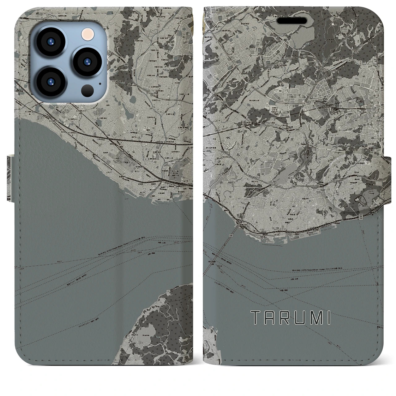 【垂水(兵庫県)】地図柄iPhoneケース(手帳タイプ)モノトーン・iPhone 13 Pro Max 用