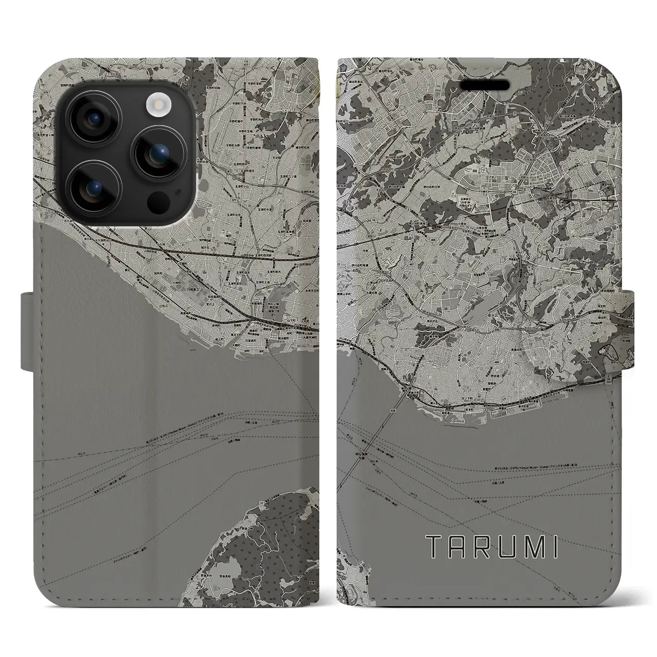 【垂水(兵庫県)】地図柄iPhoneケース(手帳タイプ)モノトーン・iPhone 16 用