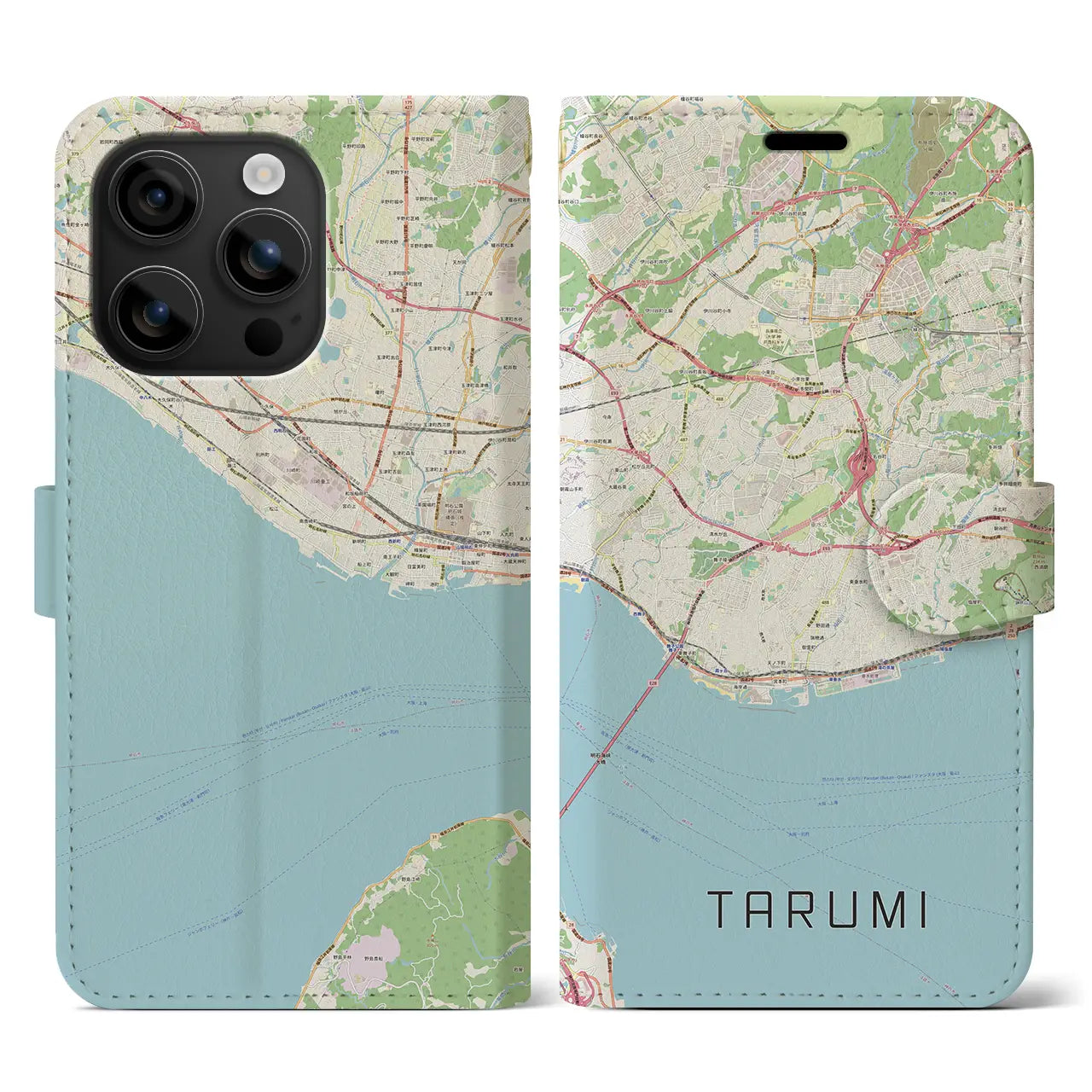 【垂水(兵庫県)】地図柄iPhoneケース(手帳タイプ)ナチュラル・iPhone 16 用