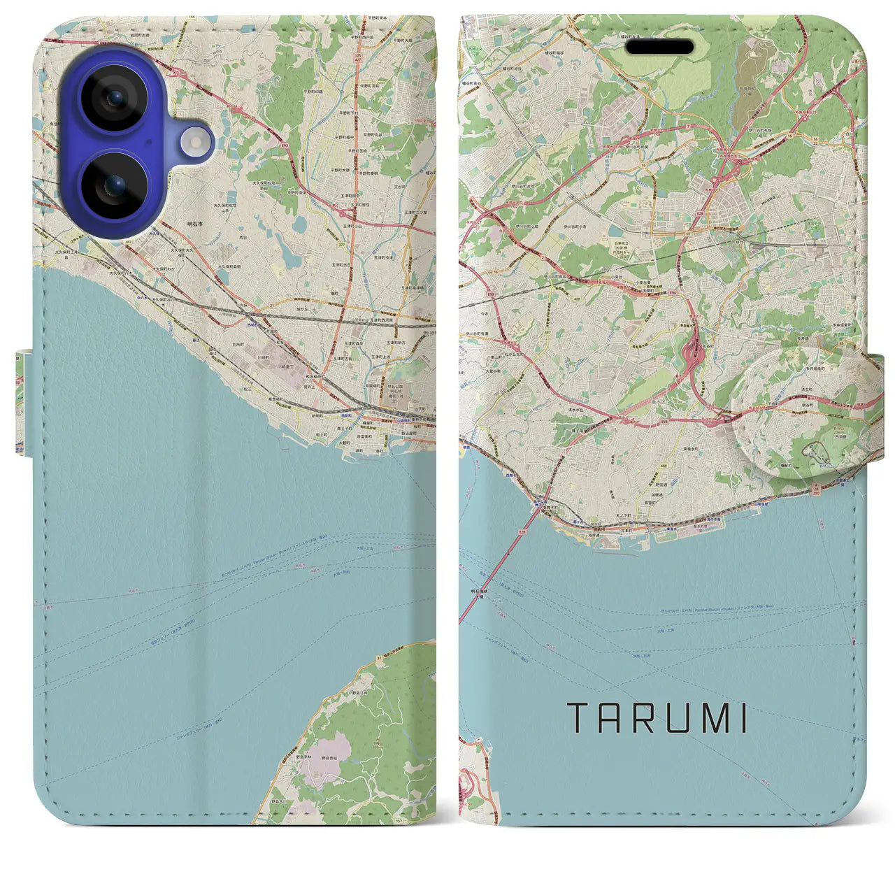 【垂水(兵庫県)】地図柄iPhoneケース(手帳タイプ)ナチュラル・iPhone 16 Pro Max 用