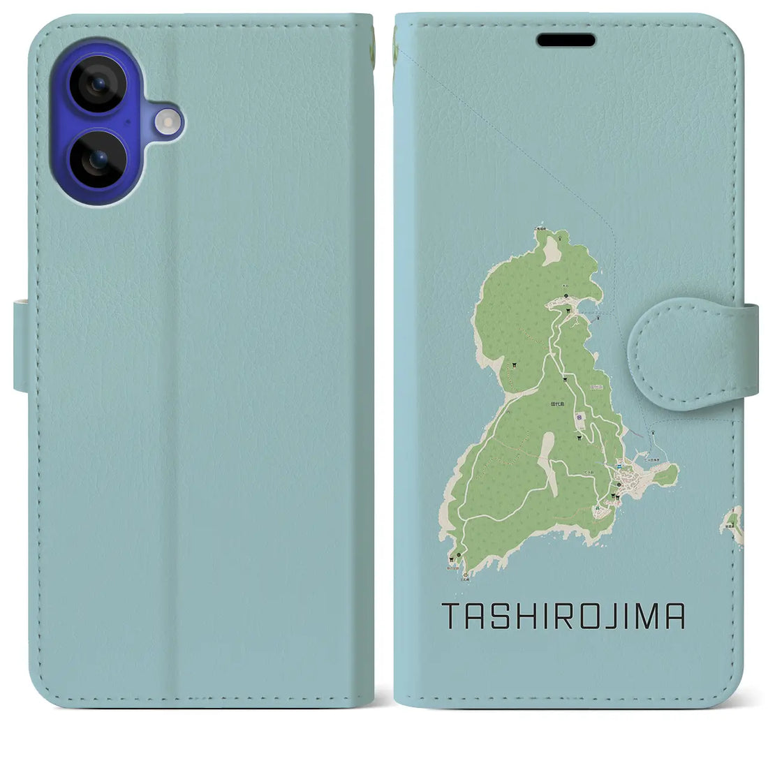 【田代島(宮城県)】地図柄iPhoneケース(手帳タイプ)ナチュラル・iPhone 16 Pro Max 用
