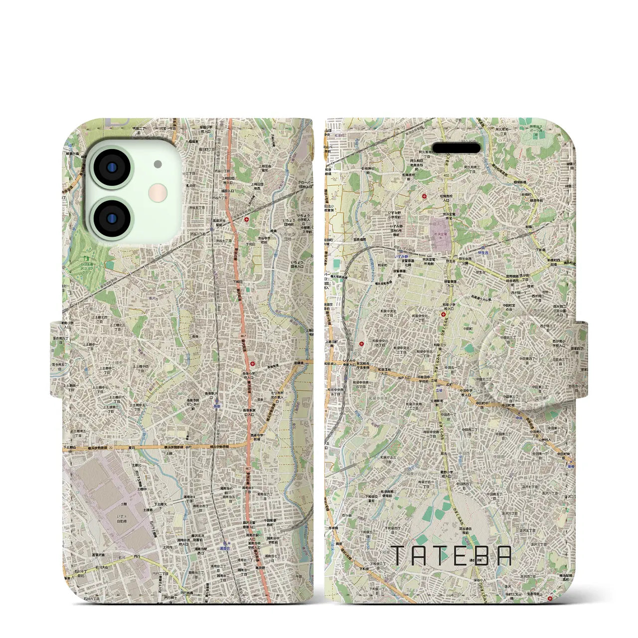 【立場(神奈川県)】地図柄iPhoneケース(手帳タイプ)