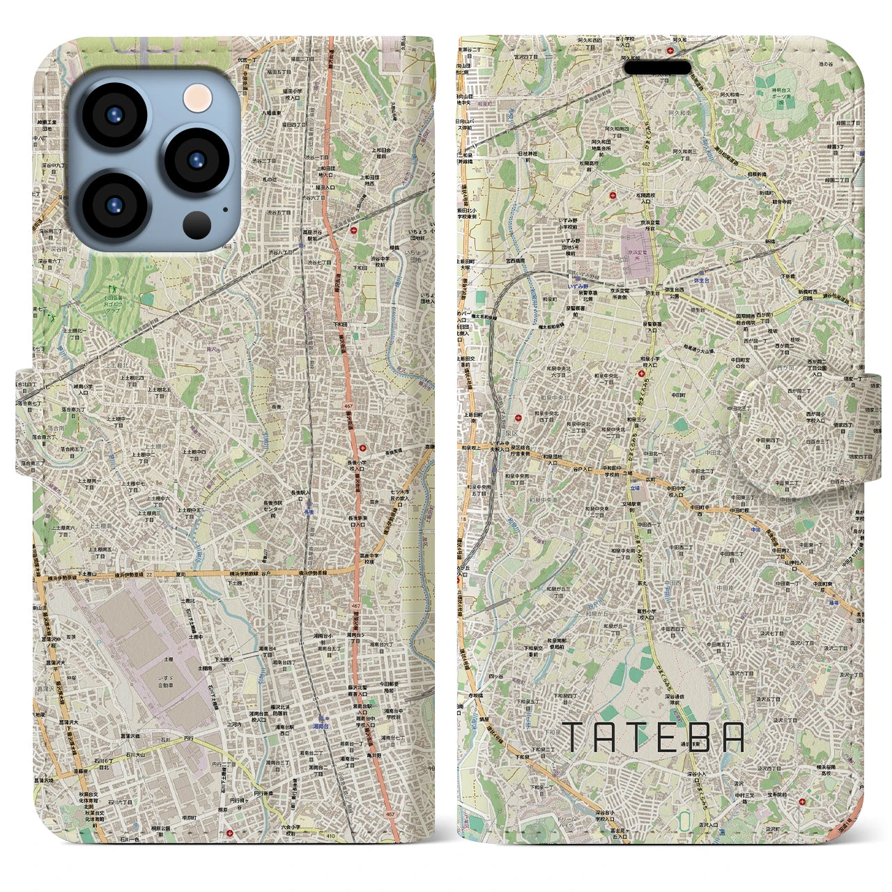 【立場(神奈川県)】地図柄iPhoneケース(手帳タイプ)