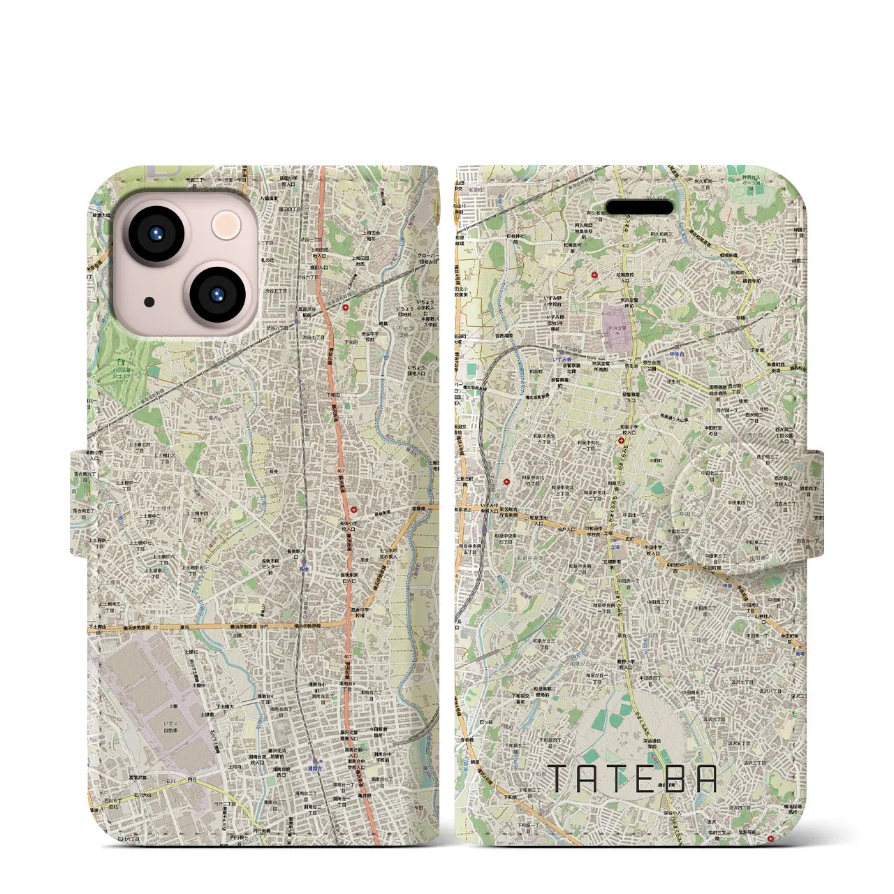 【立場(神奈川県)】地図柄iPhoneケース(手帳タイプ)