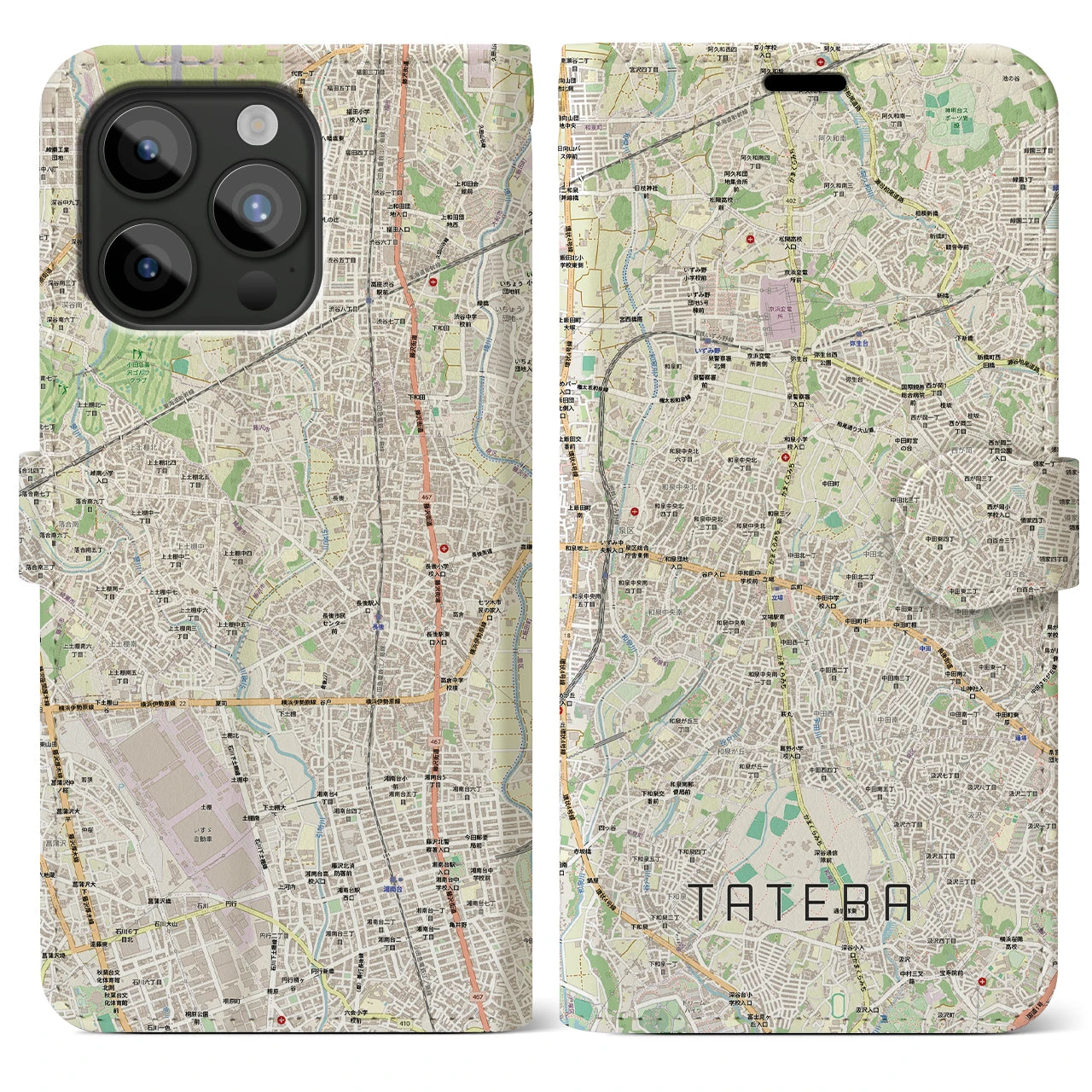 【立場(神奈川県)】地図柄iPhoneケース(手帳タイプ)