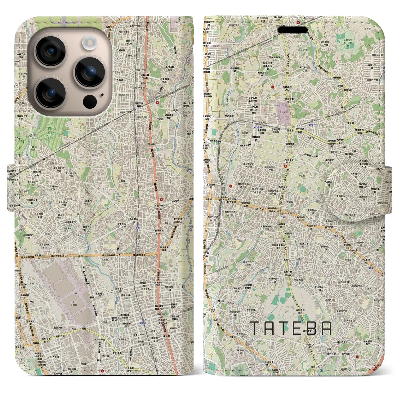 【立場(神奈川県)】地図柄iPhoneケース(手帳タイプ)