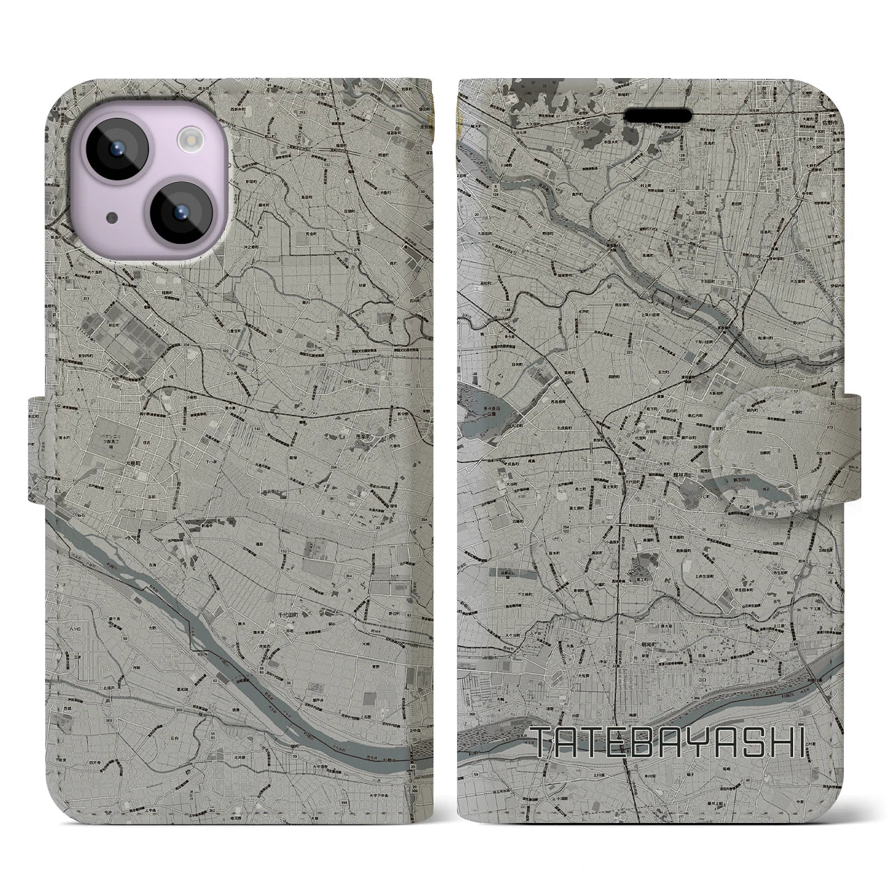 【館林(群馬県)】地図柄iPhoneケース(手帳タイプ)