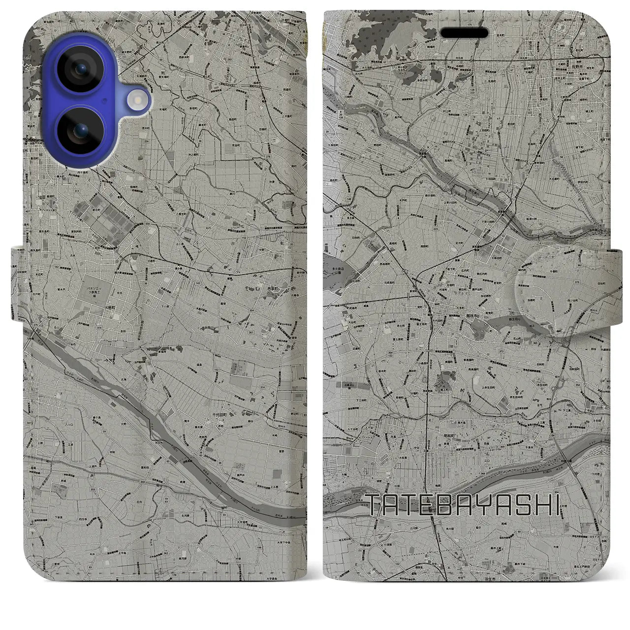 【館林(群馬県)】地図柄iPhoneケース(手帳タイプ)