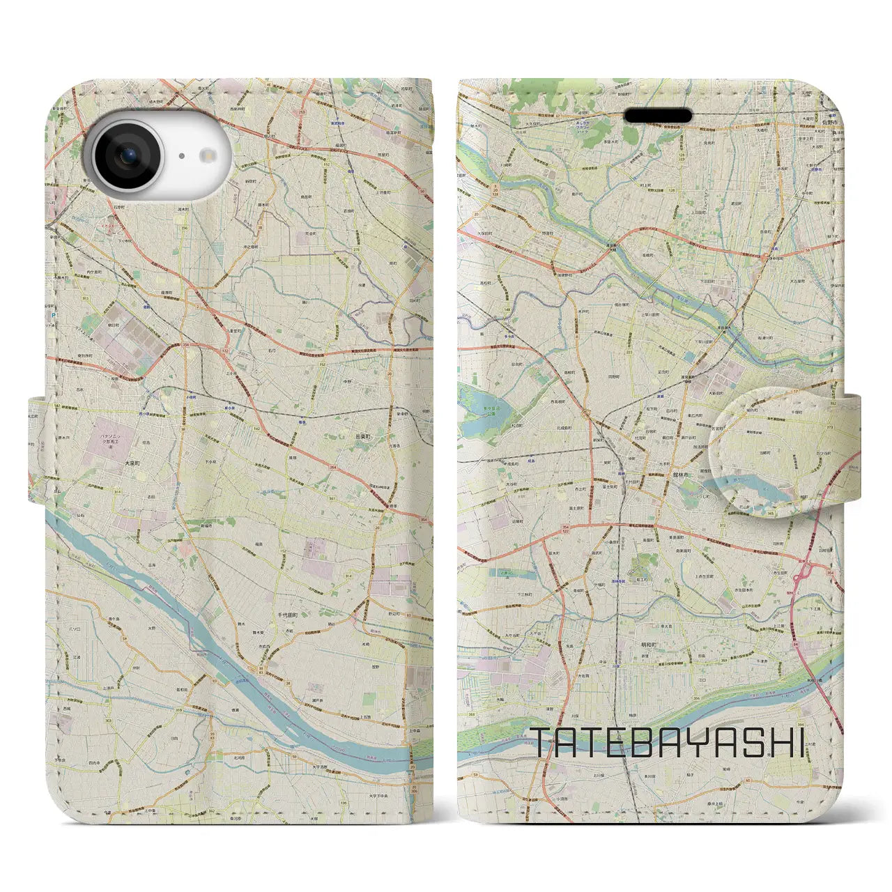 【館林(群馬県)】地図柄iPhoneケース(手帳タイプ)