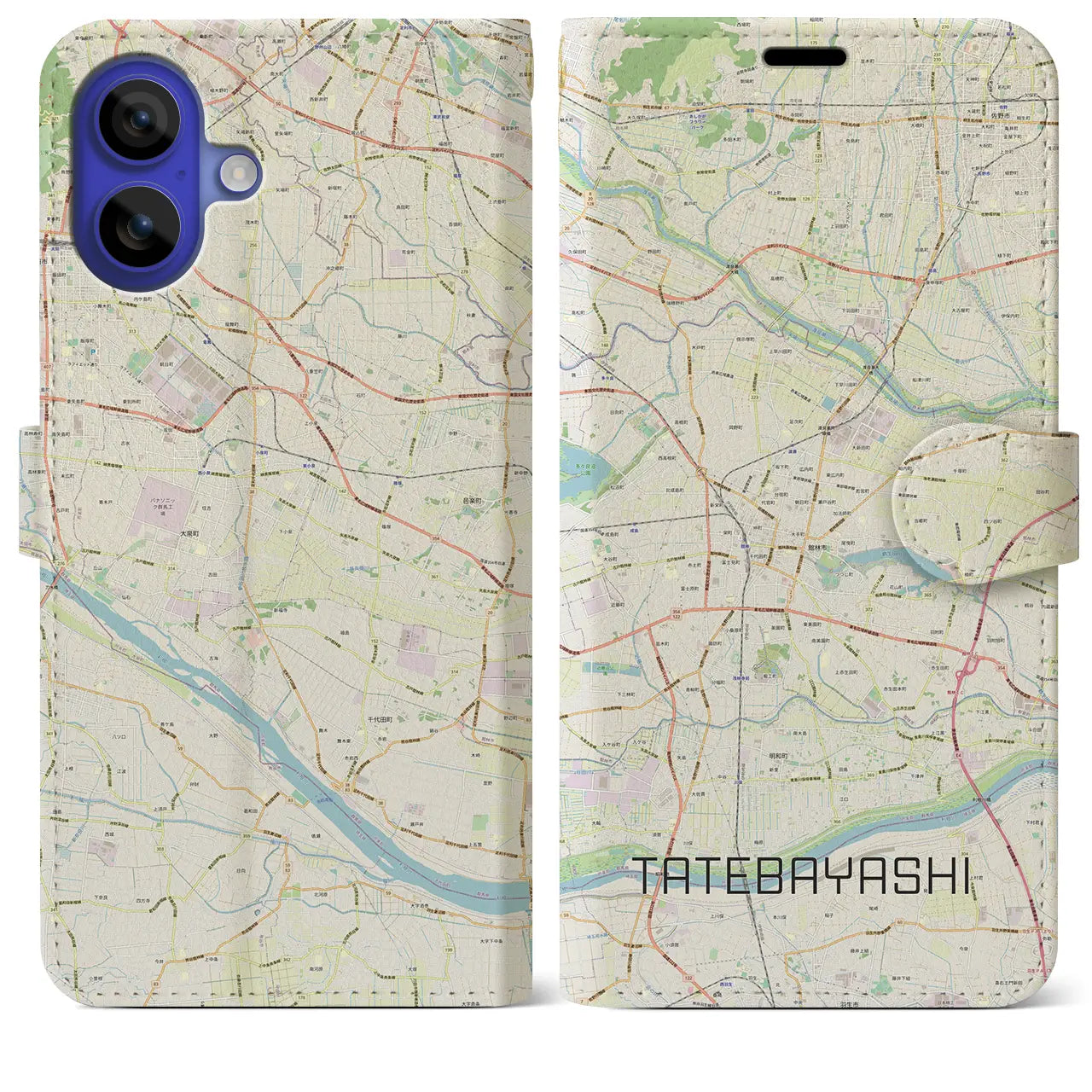 【館林(群馬県)】地図柄iPhoneケース(手帳タイプ)