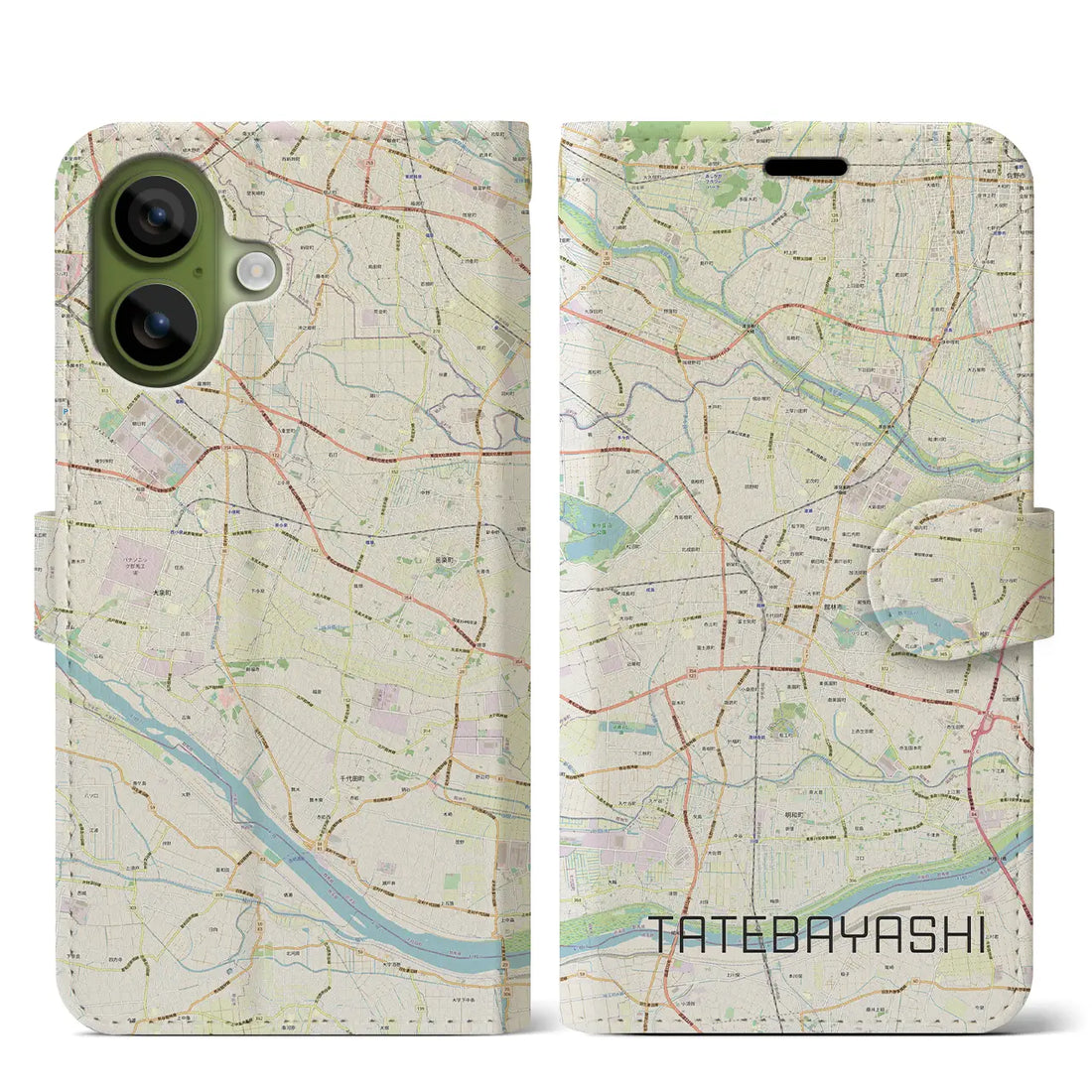 【館林(群馬県)】地図柄iPhoneケース(手帳タイプ)ナチュラル・iPhone 17 Pro Max 用